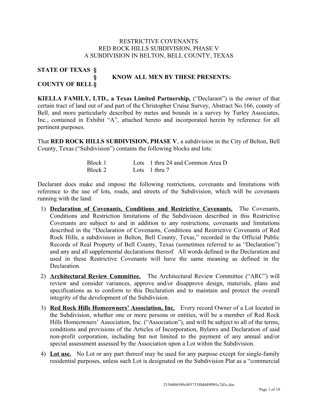 POA & Subdivision - Restrictive Covenants (00174347;1)