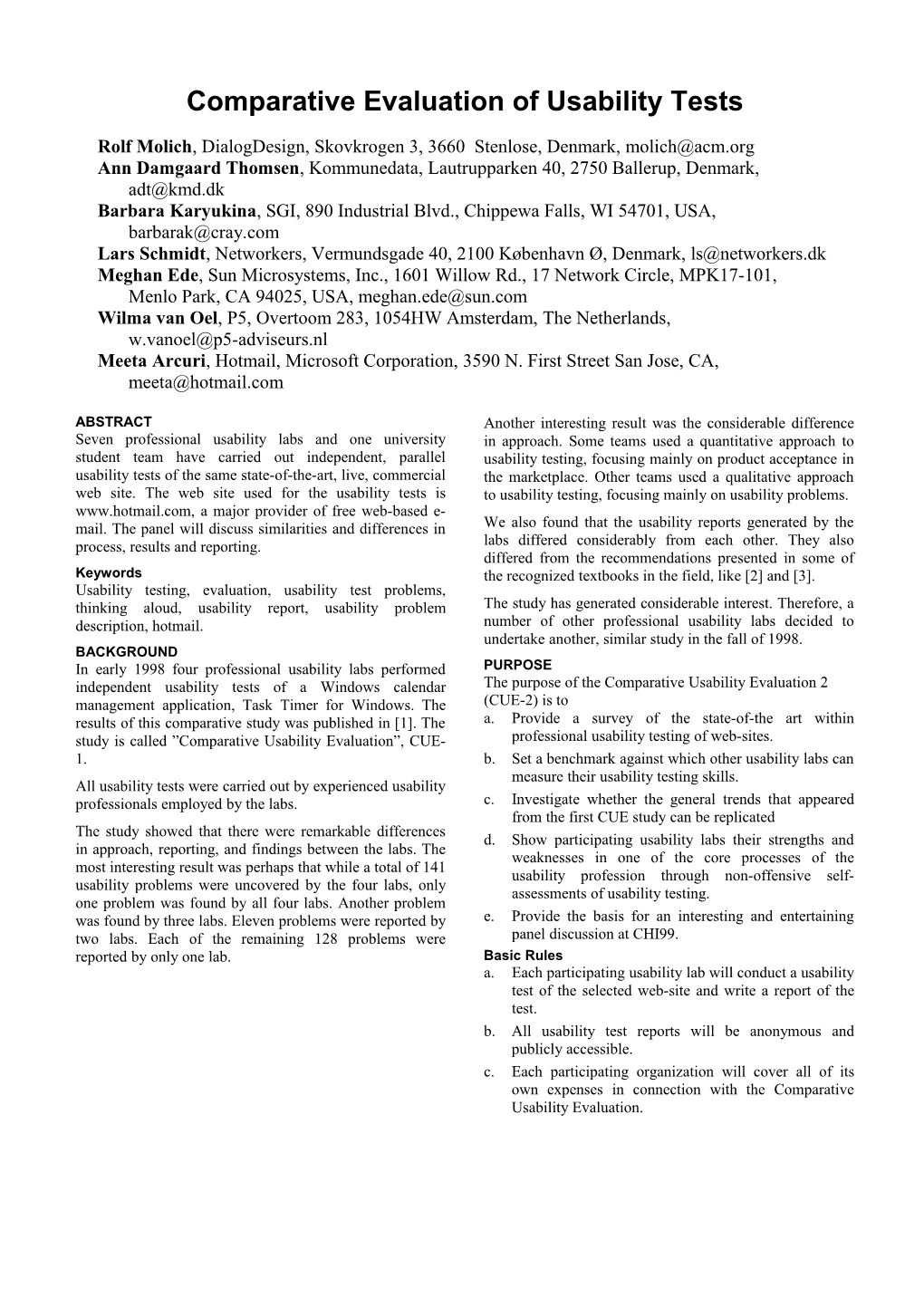 Comparative Evaluation of Usability Tests