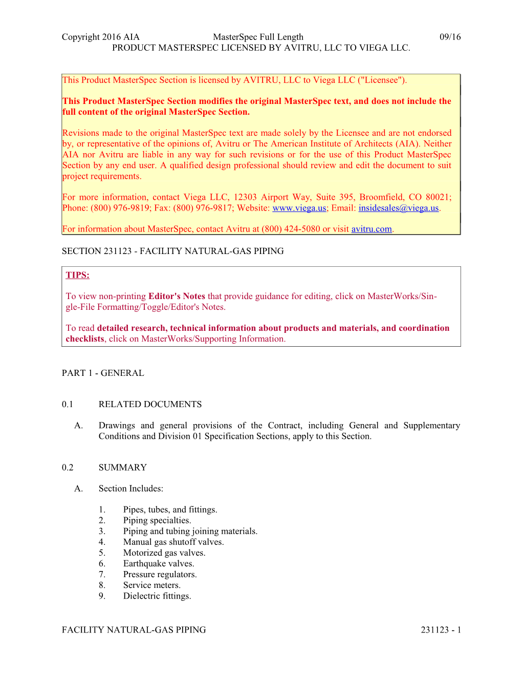 Section 231123 - Facility Natural-Gas Piping