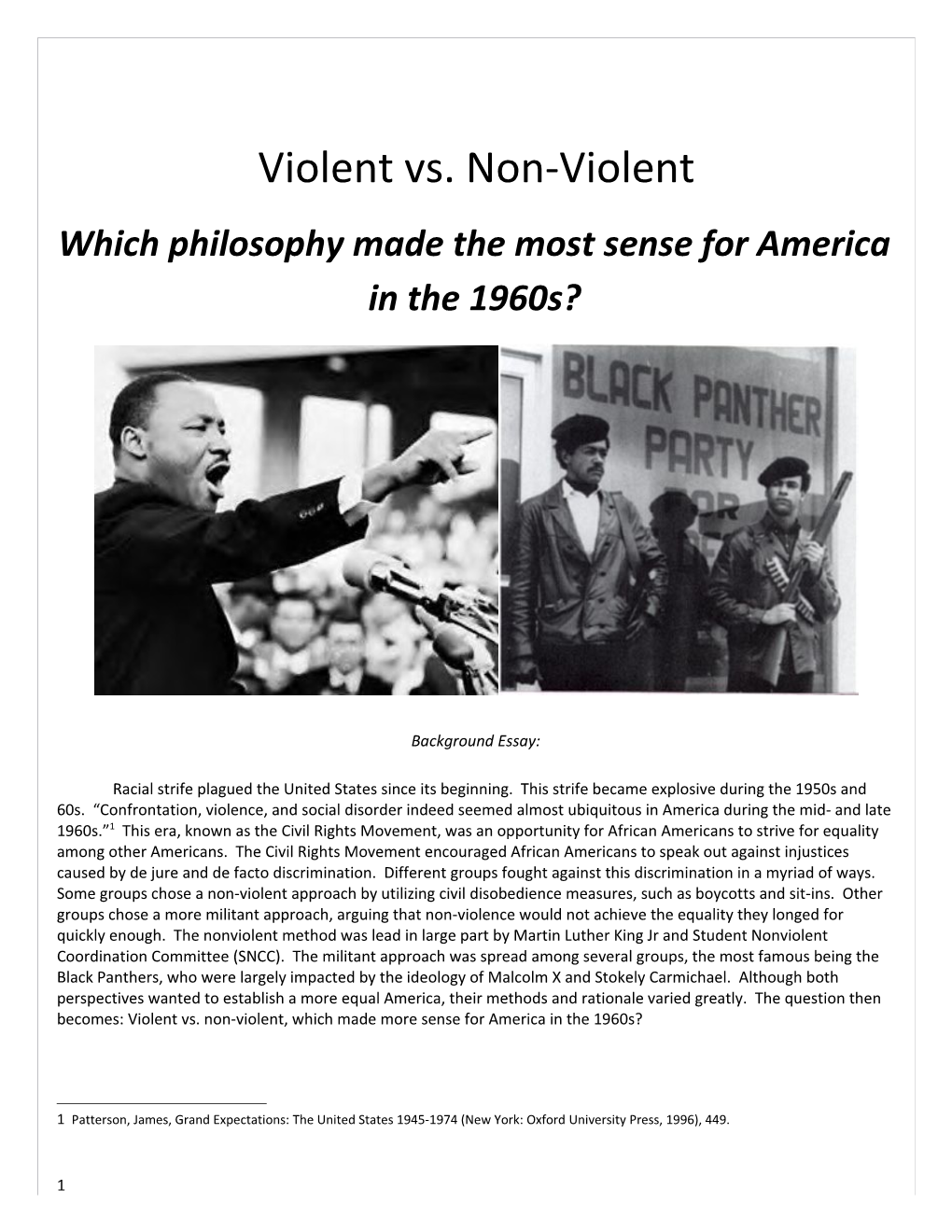 Violent Vs. Non-Violent Civil Rights