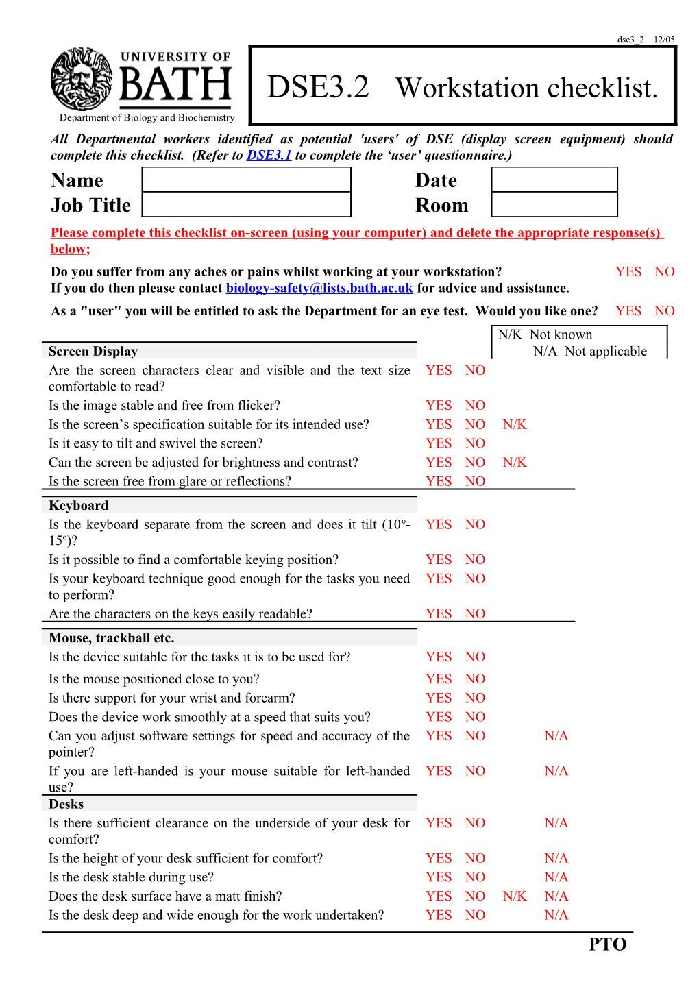 Questionnaire for the Identification of Users