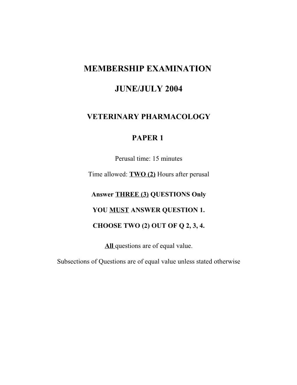 Membership Examination