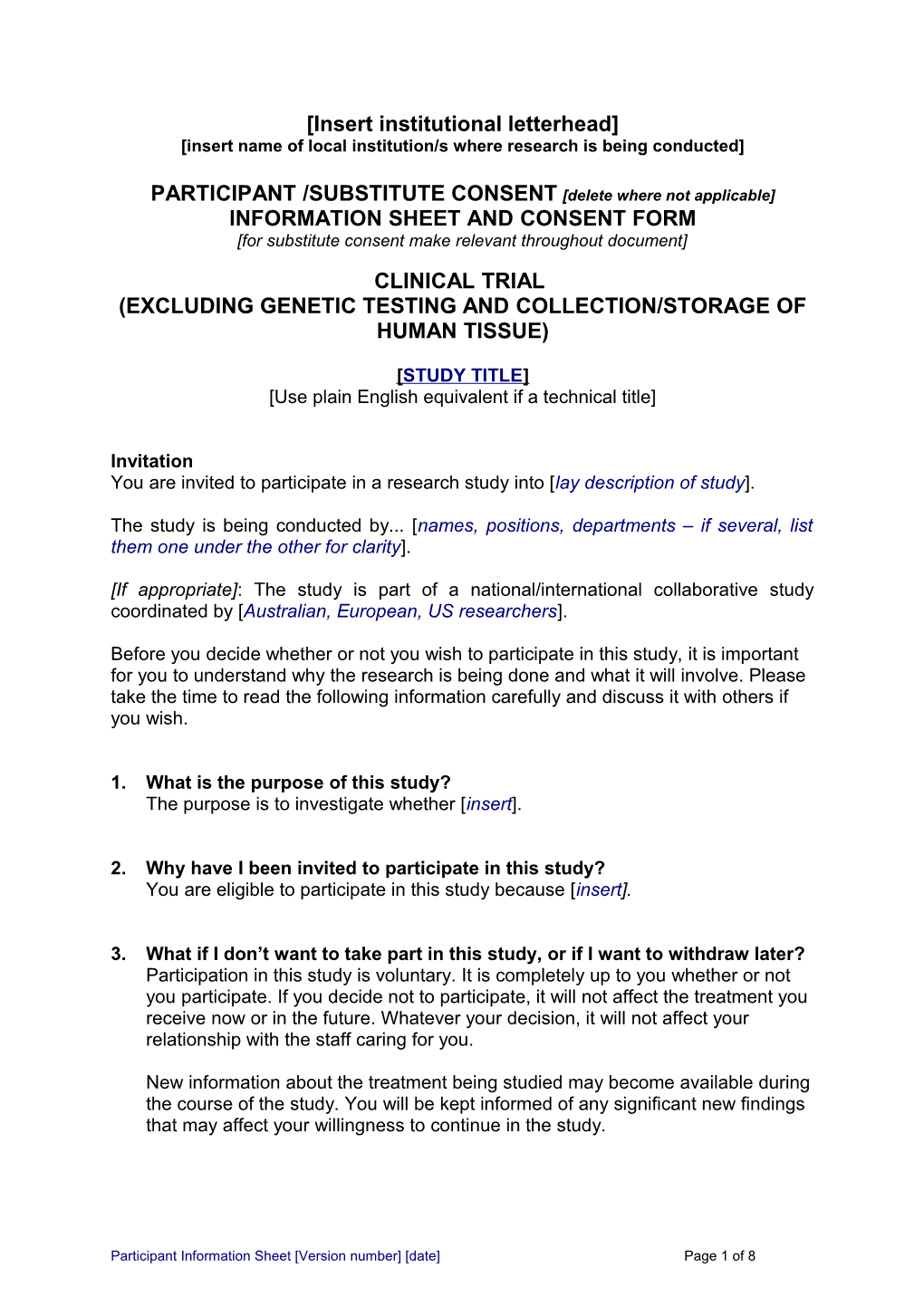 Sample Patient Information Sheet