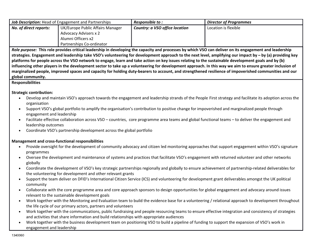 Coordinate VSO S Partnership Development Across the Global Portfolio