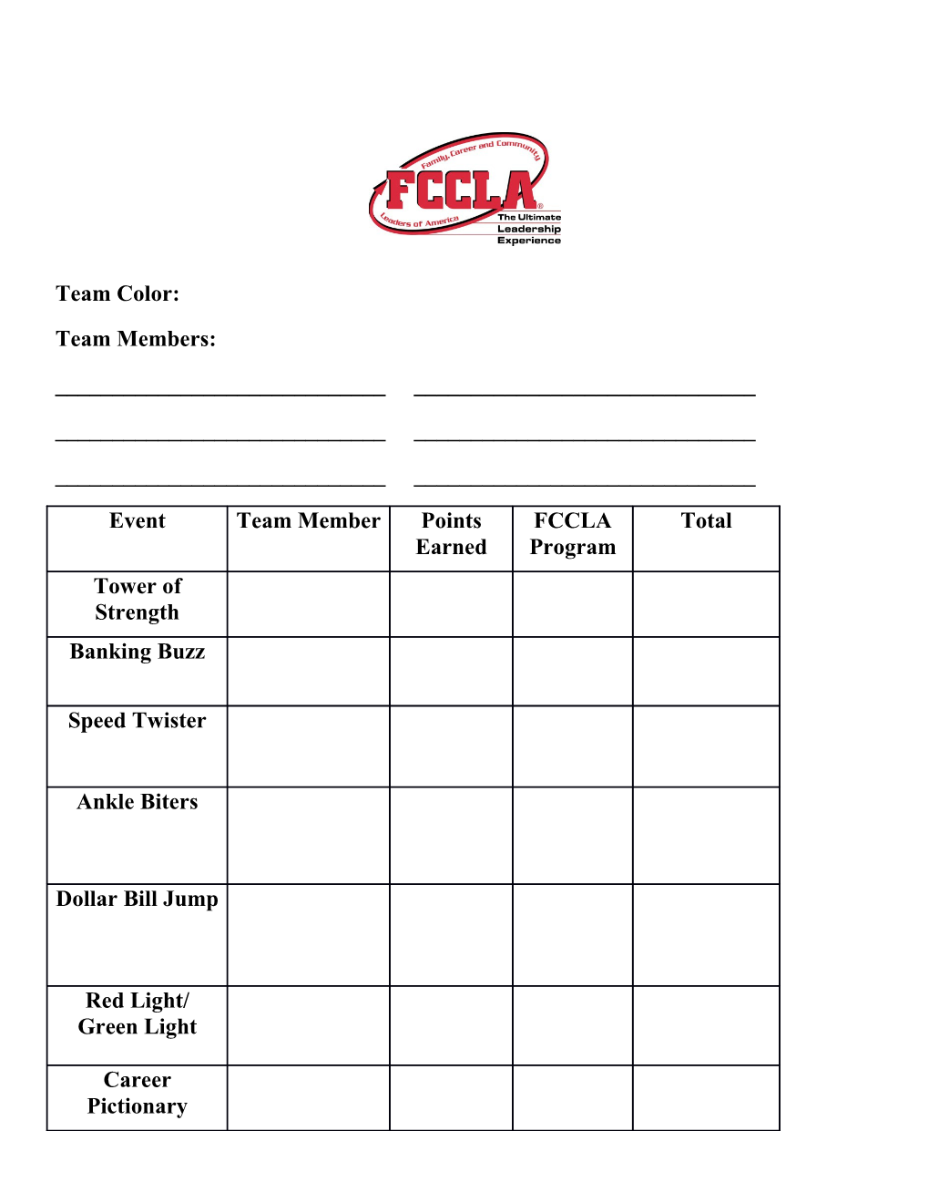 FCCLA After School Meeting Plan