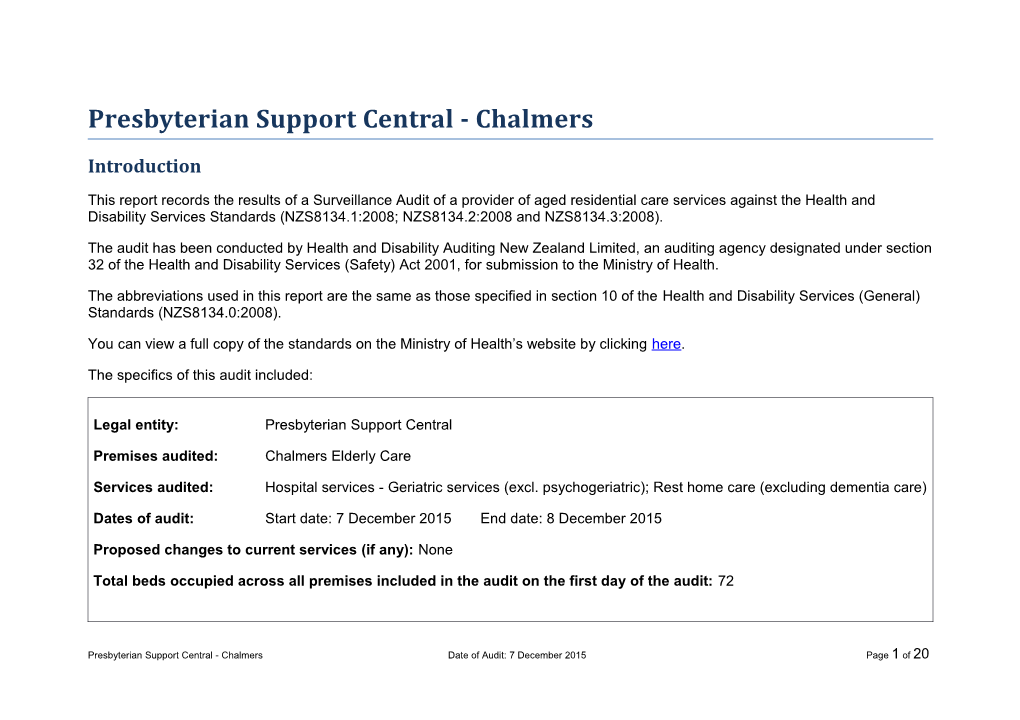 Presbyterian Support Central - Chalmers