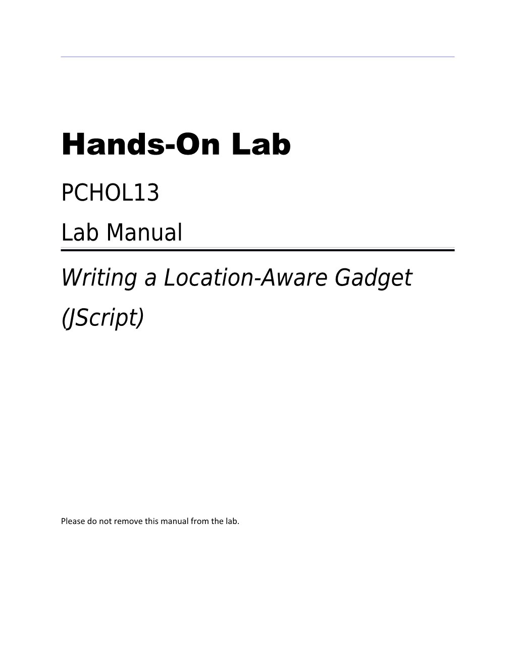 Hands-On Lab: Writing a Location-Aware Gadget