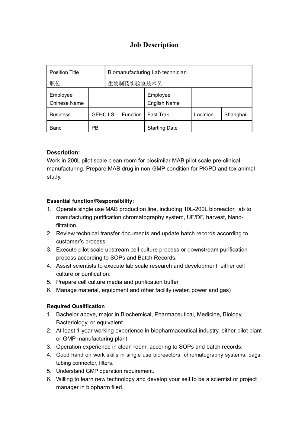 JD of Lead Application Scientist