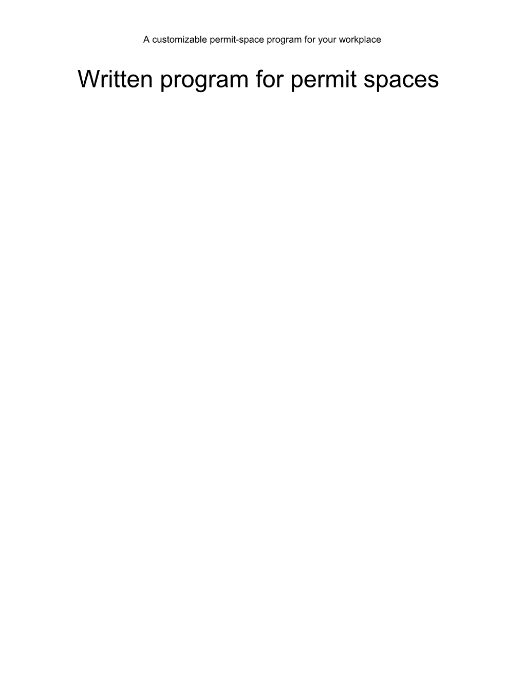 Permit Space Program
