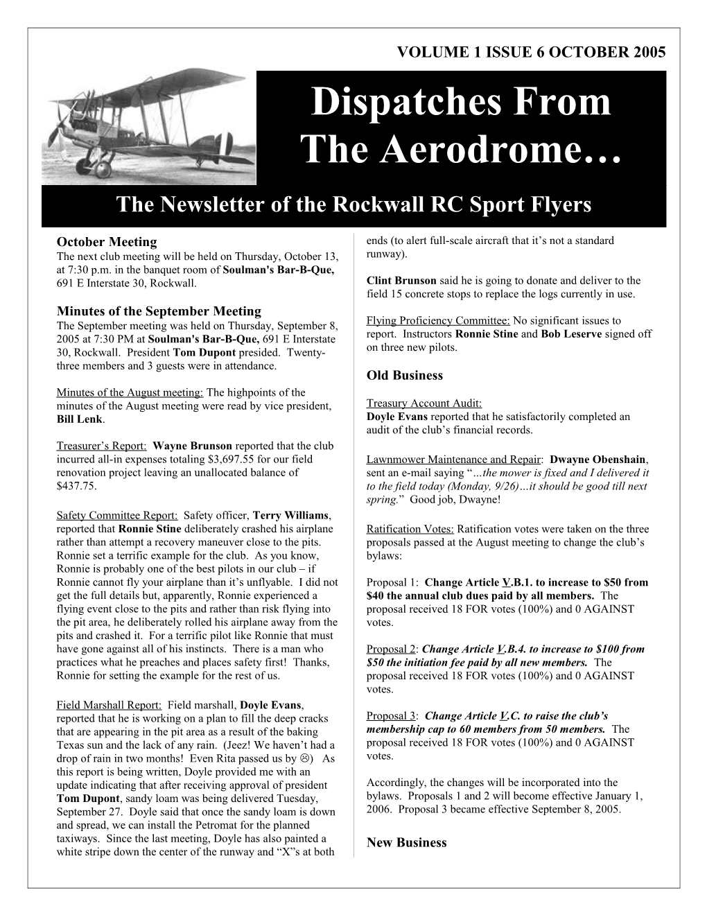 Dispatches from the Aerodrome October 2005 Page 4