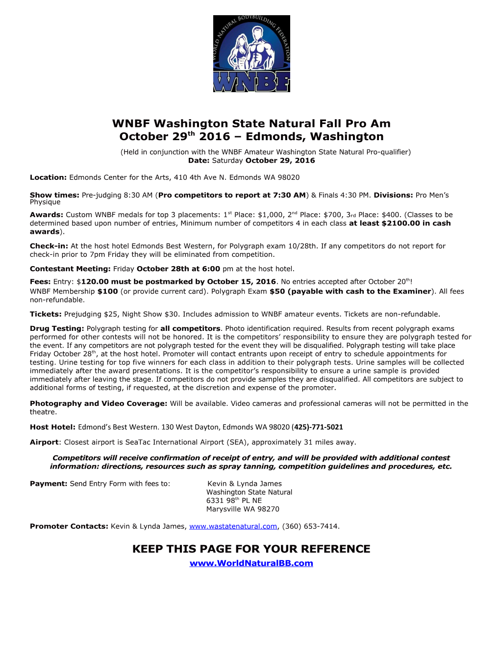 WNBF Washington State Natural Fall Pro Am