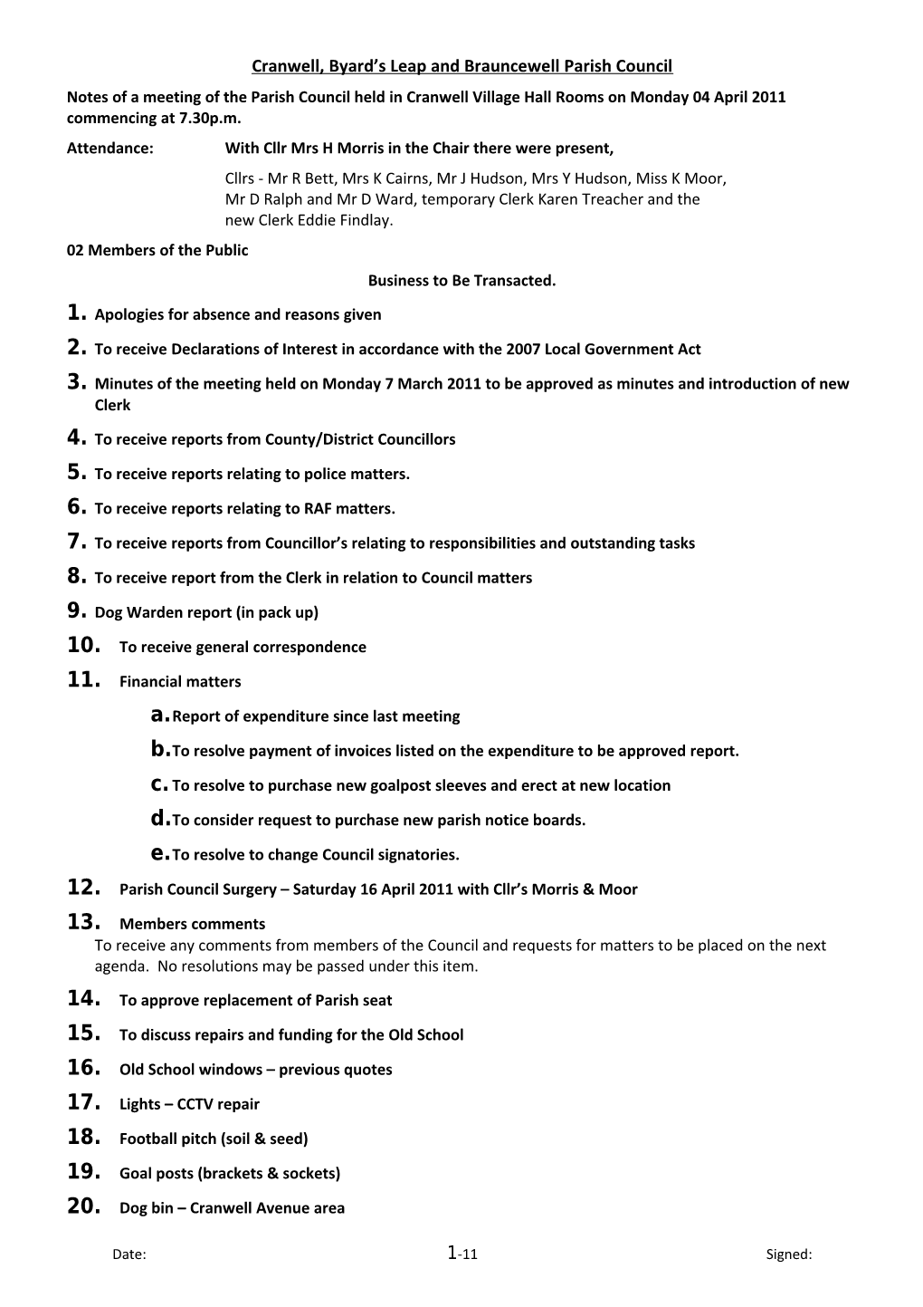 Cranwell, Byard S Leap and Brauncewell Parish Council