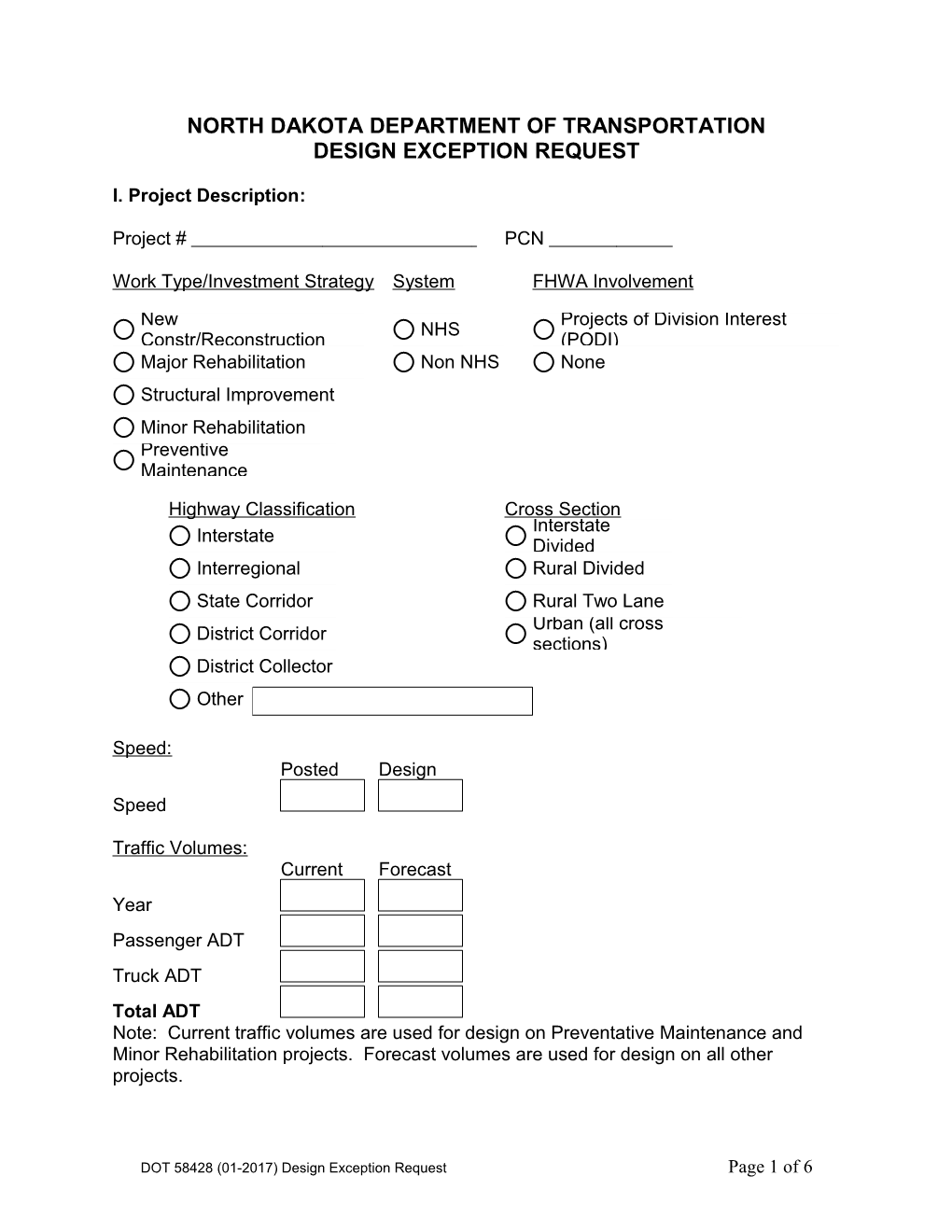 Design Exception Request *