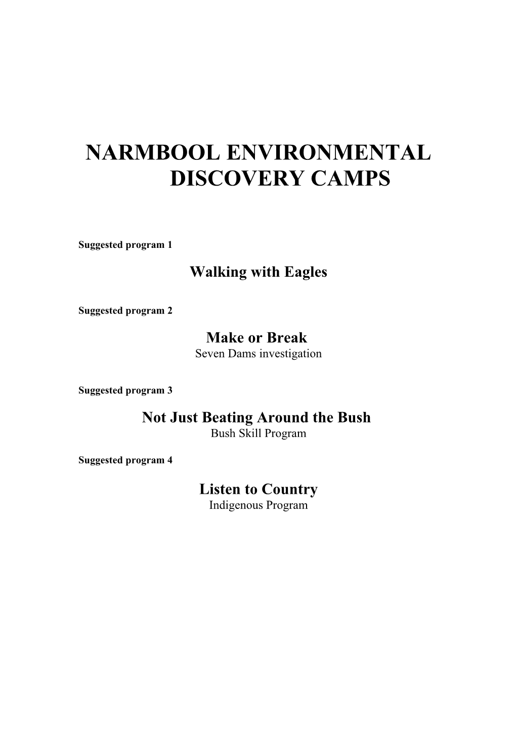 Narmbool Lodge Discovery Camp