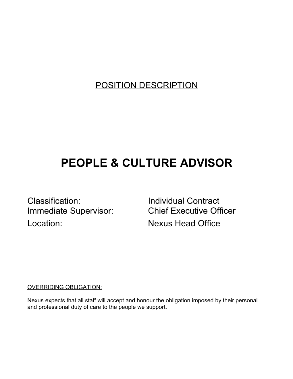 People & Culture Advisor