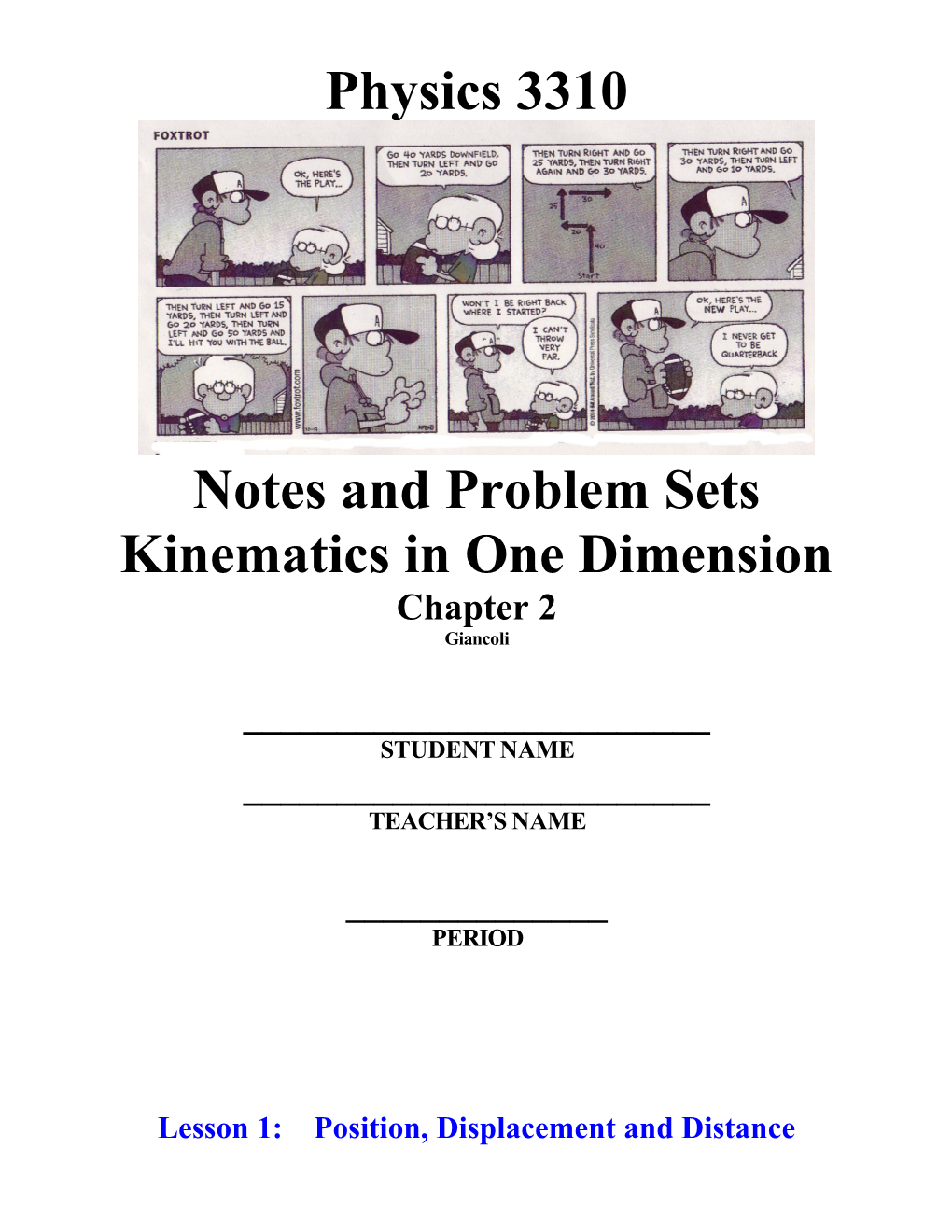 Notes and Problem Sets