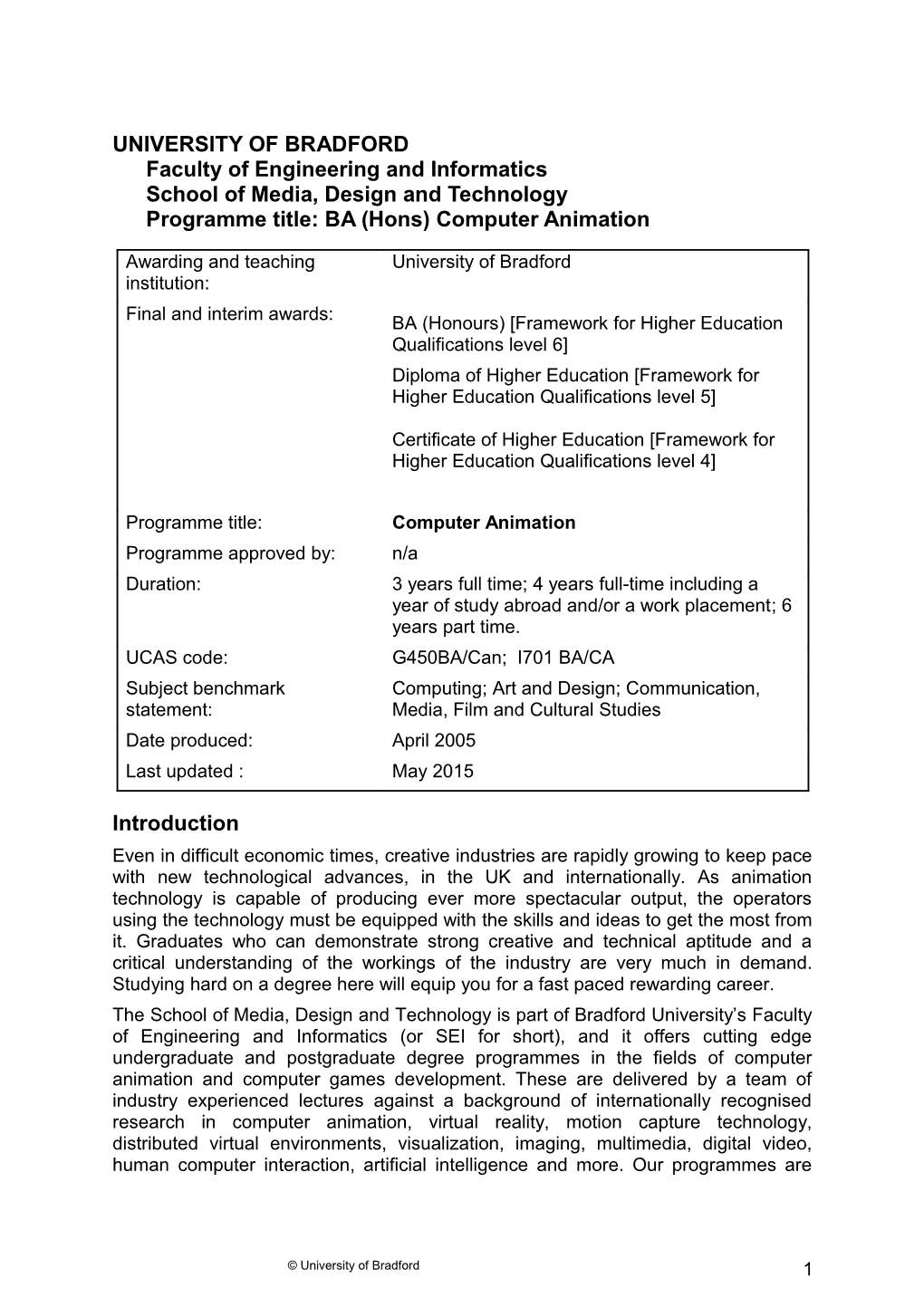 UNIVERSITY of Bradfordfaculty of Engineering and Informatics School of Media, Design And s1