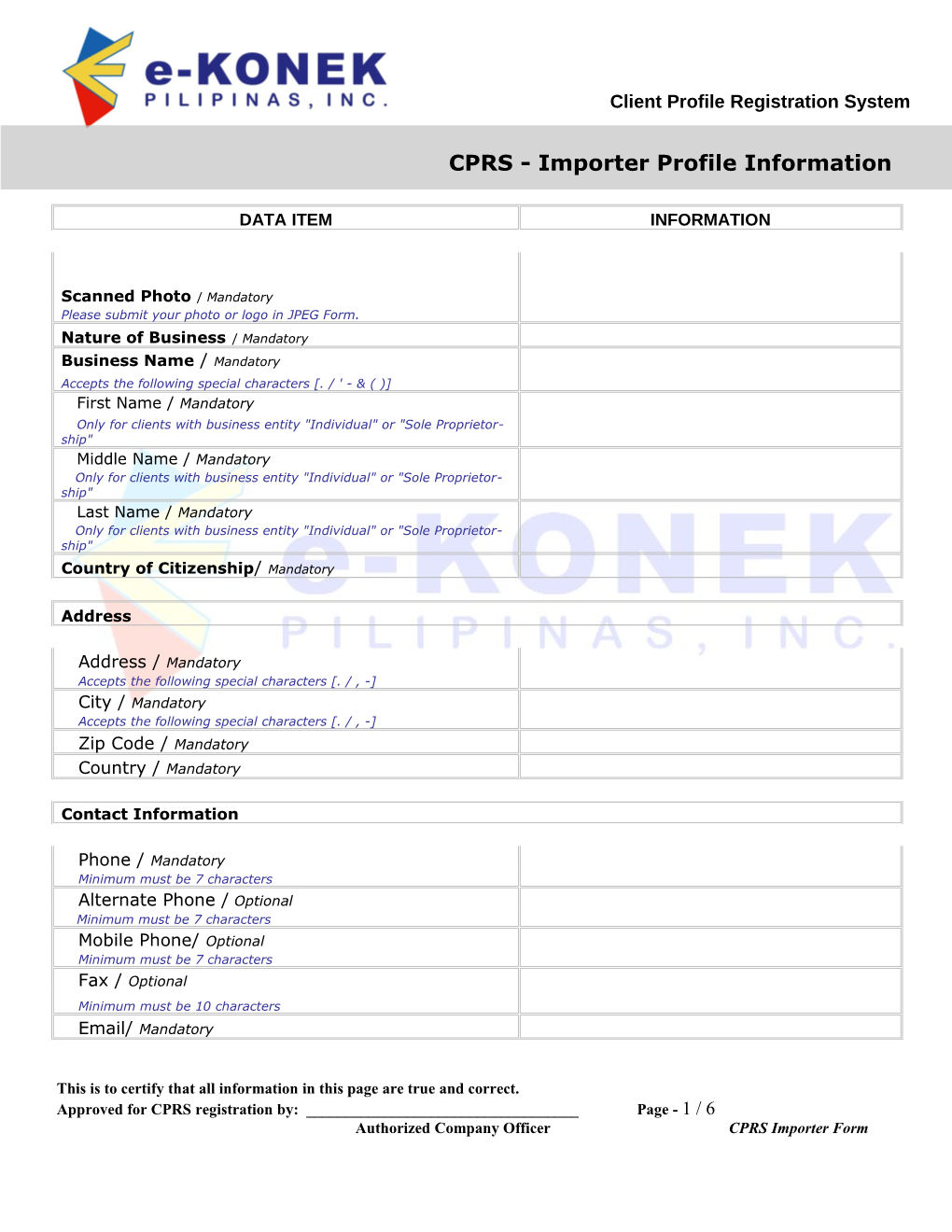 Annex E Airport Warehouse Data Sheet