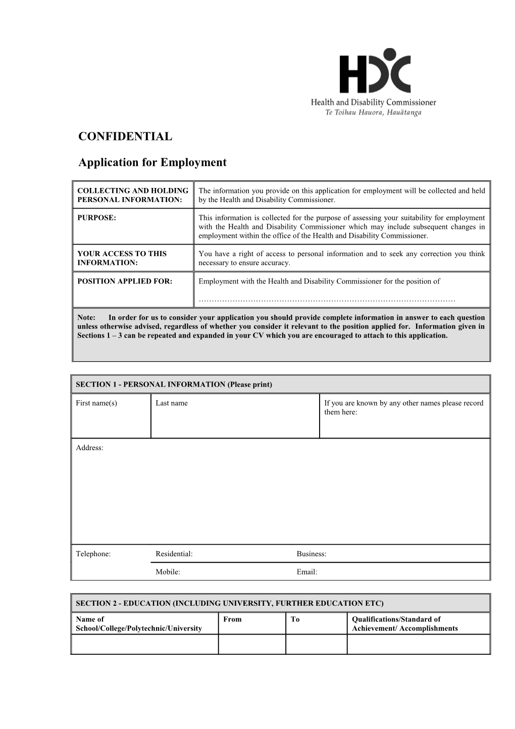 Application for Employment s49