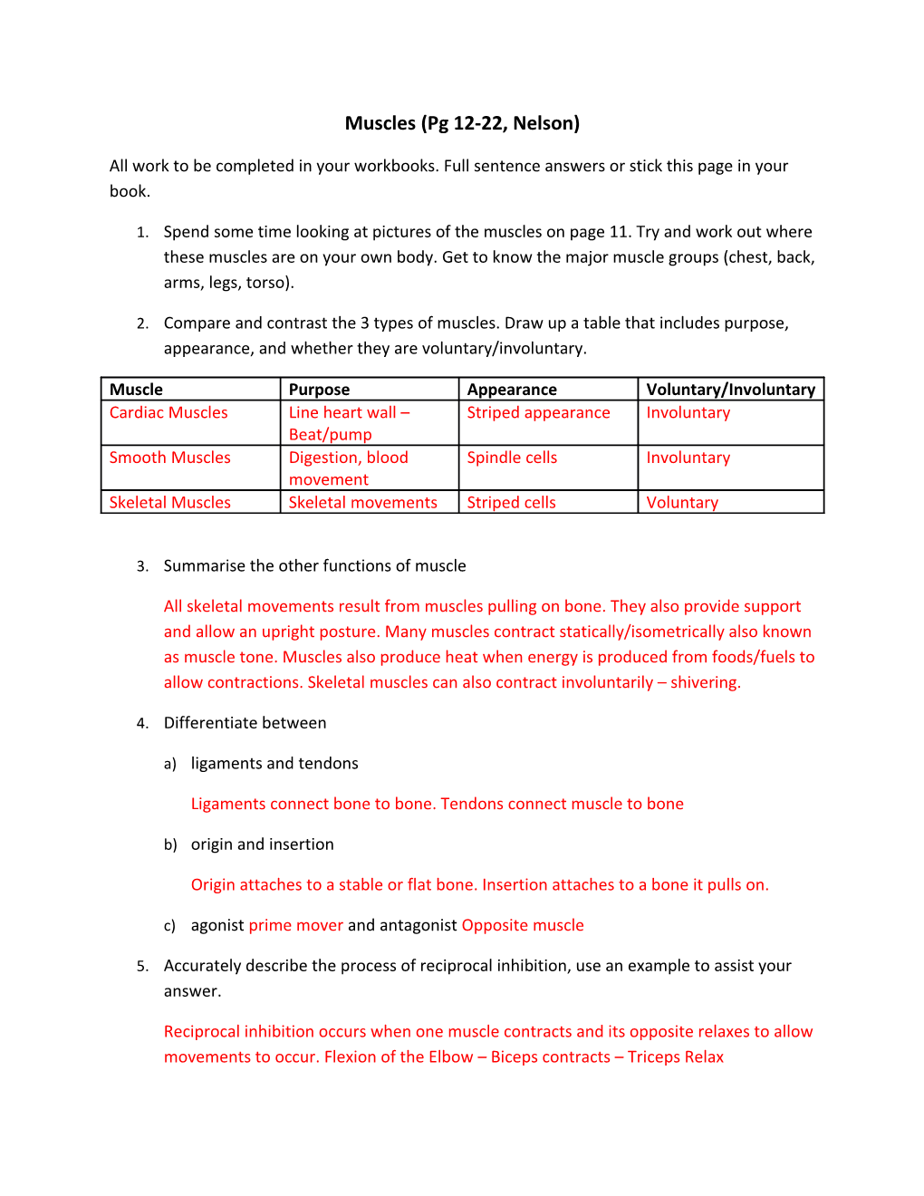 Muscles (Pg 12-22, Nelson)