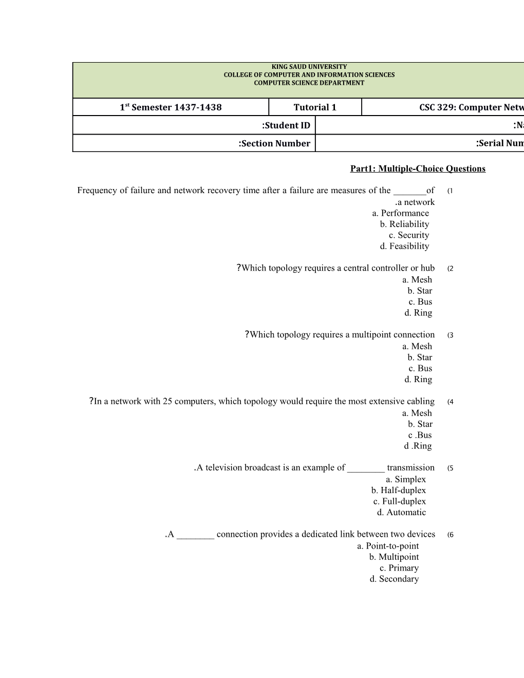 Part1: Multiple-Choice Questions