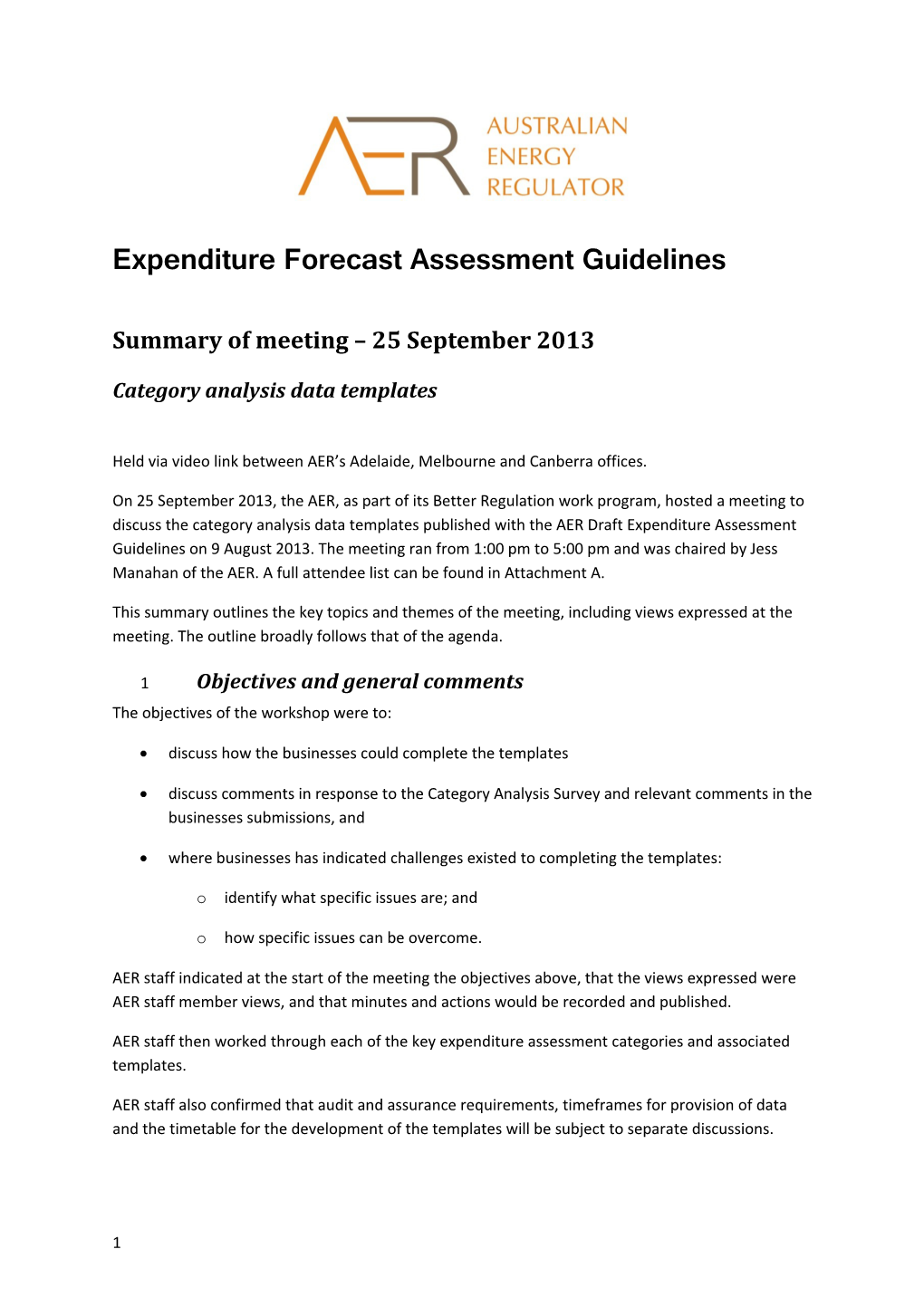 Expenditure Forecast Assessment Guidelines