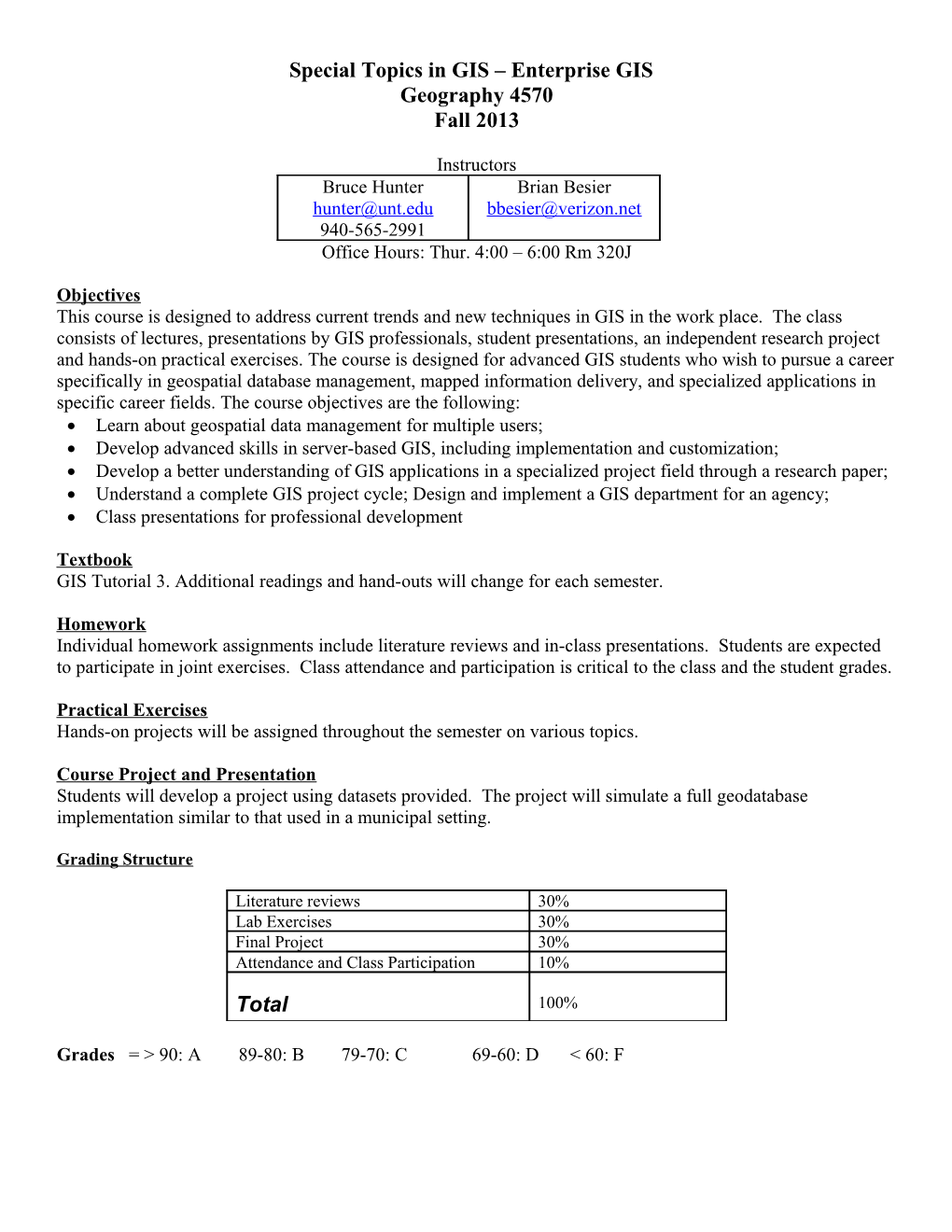 Special Topics in GIS Enterprise GIS