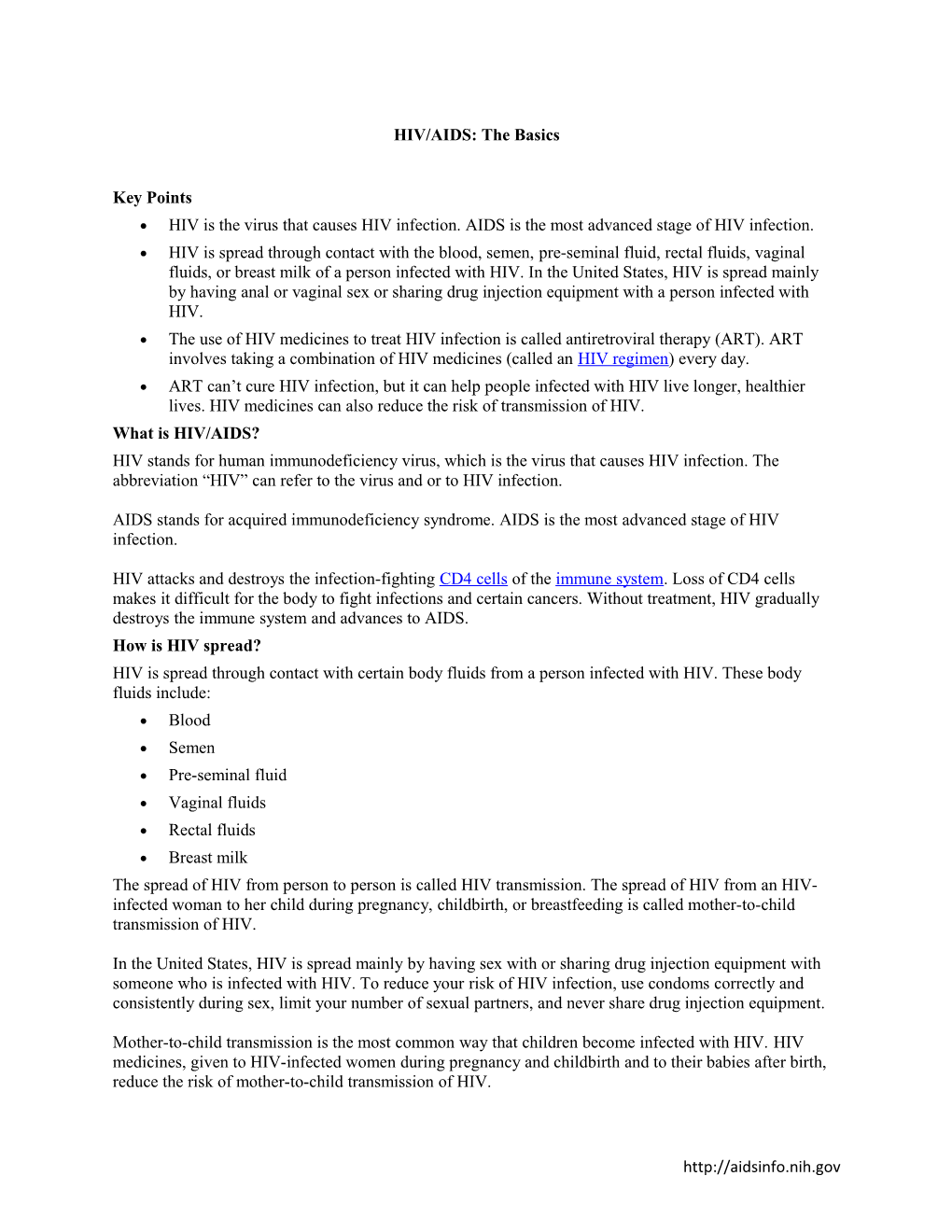 HIV AIDS Basic Fact Sheet