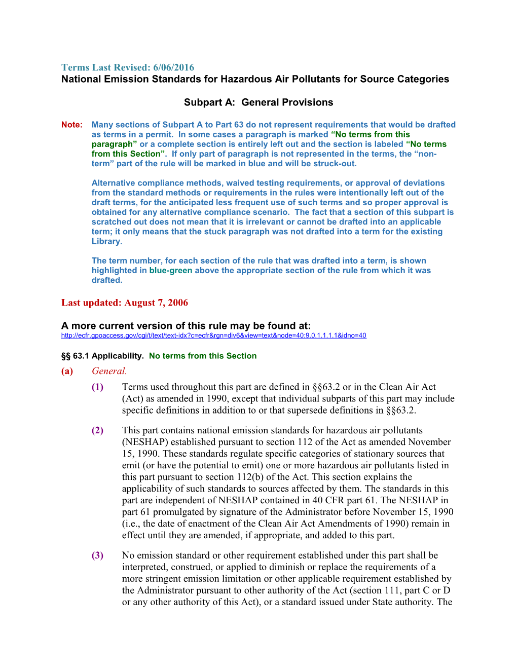 National Emission Standards for Hazardous Air Pollutants for Source Categories