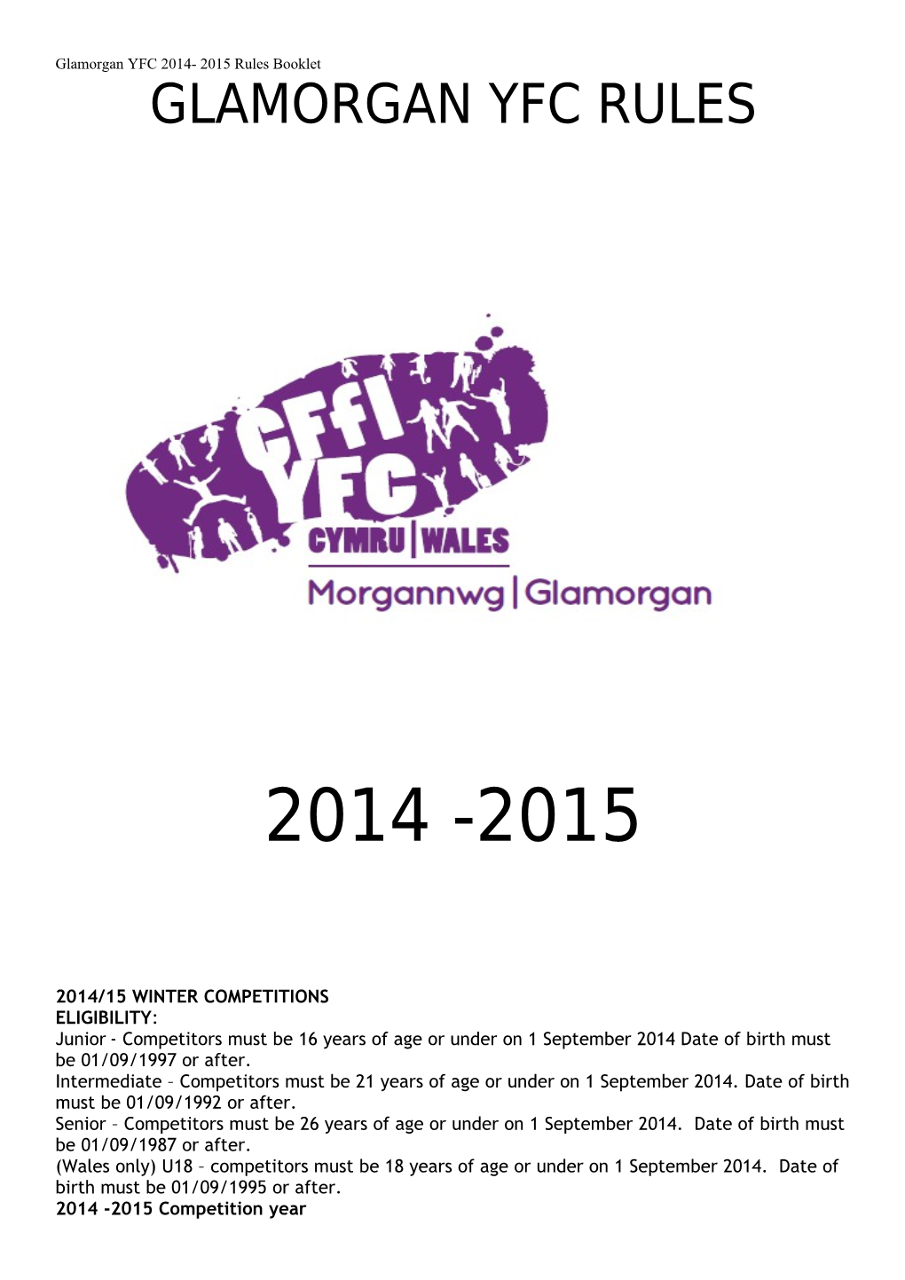 Glamorgan YFC 2014- 2015 Rules Booklet