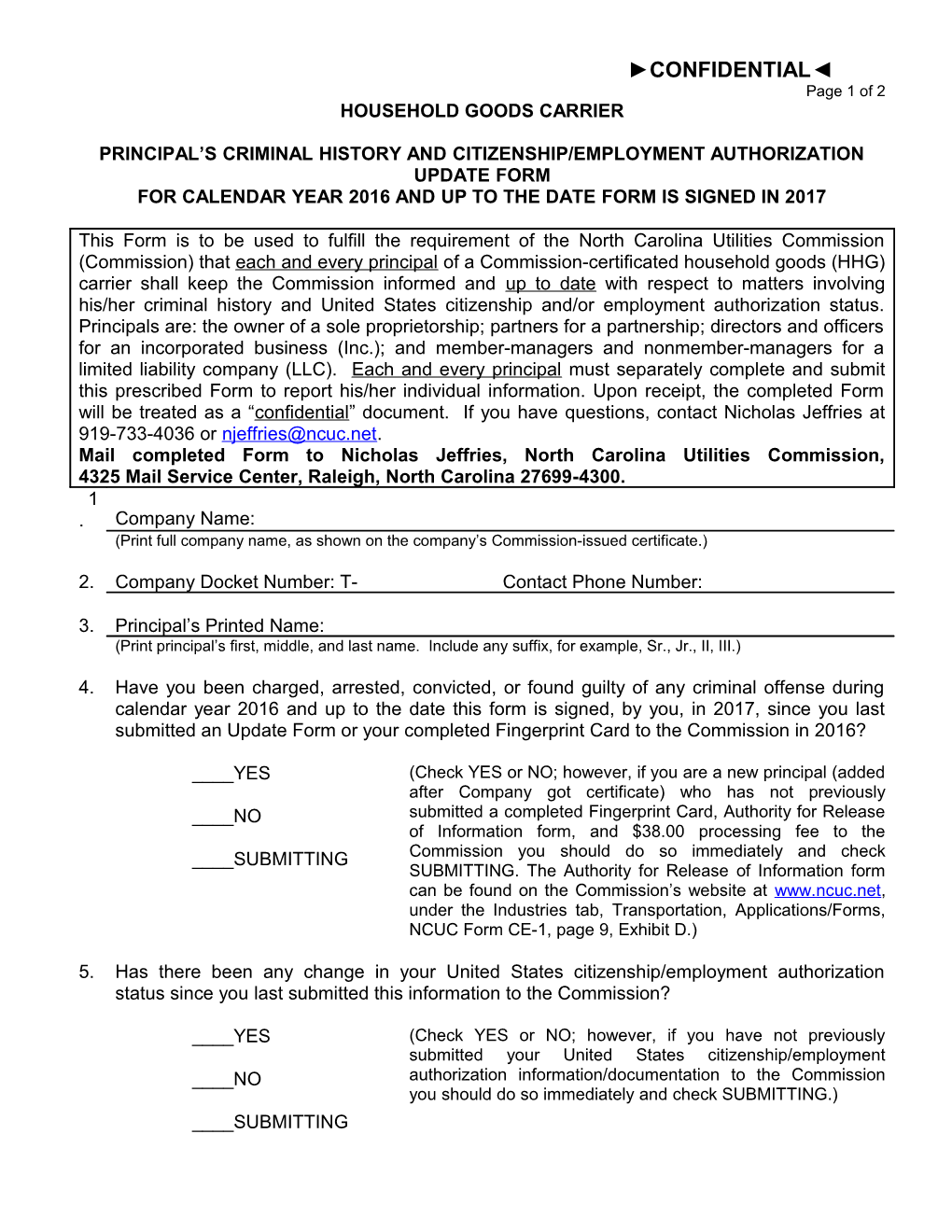 Principal S Criminal History and Citizenship/Employment Authorization