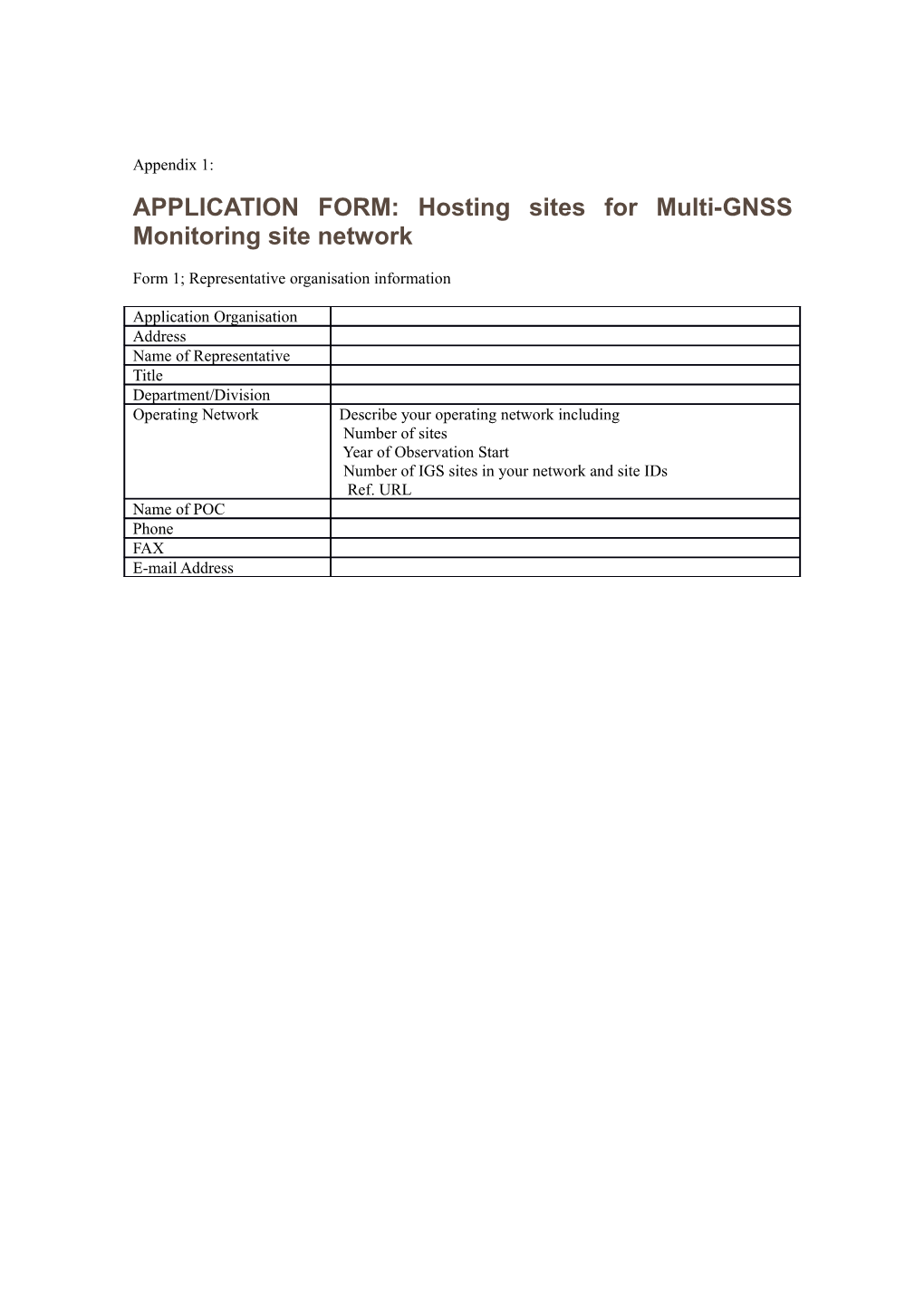 CALL for APPLICATIONS: 60 Hosting Sites for Multi-GNSS Monitoring Network