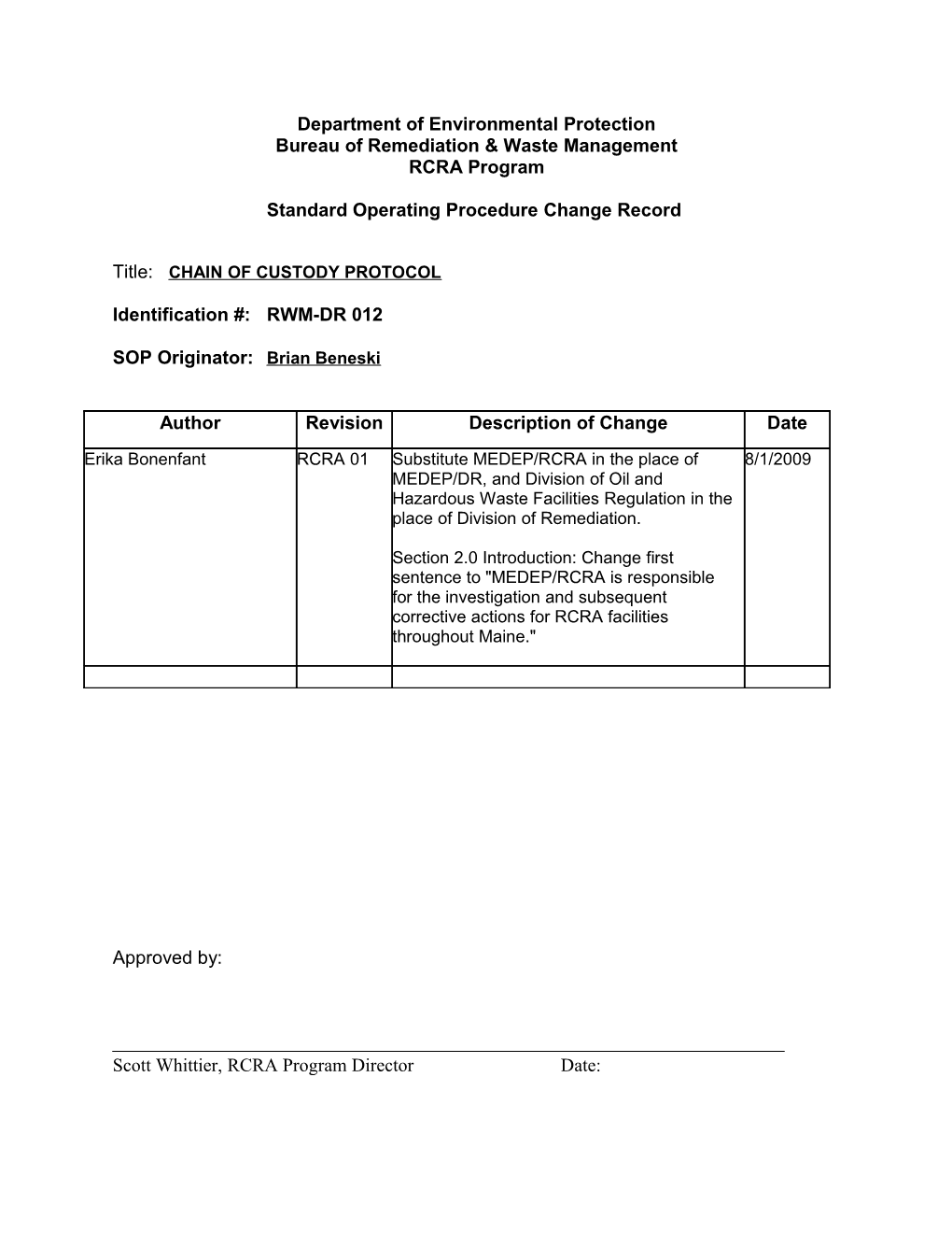 Chain of Custody Protocol