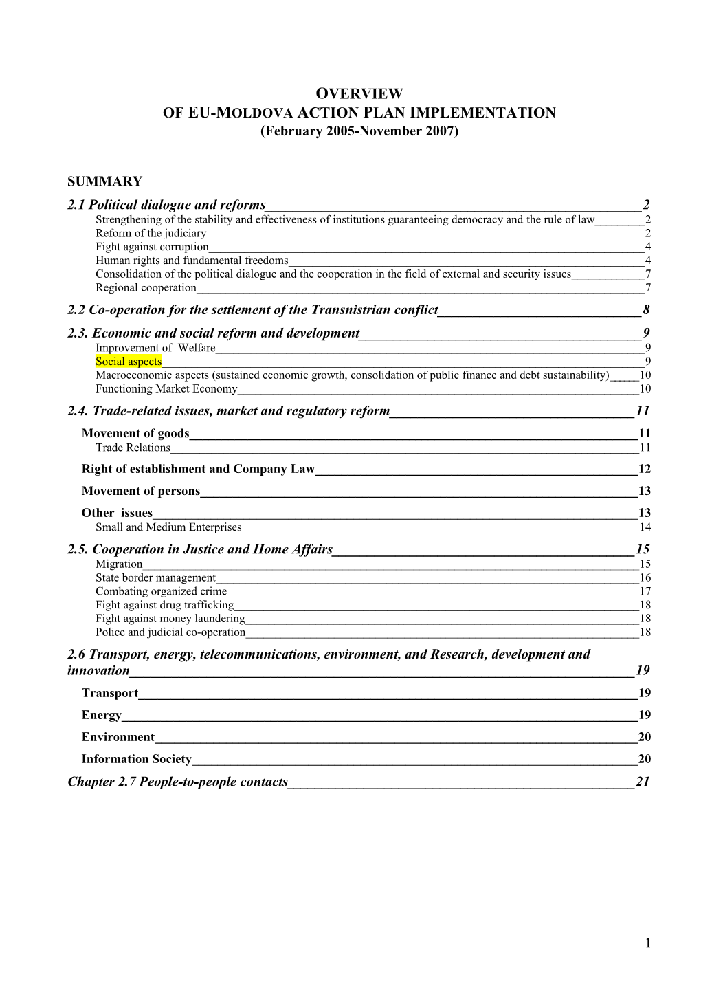 Of Eu-Moldova Action Plan Implementation