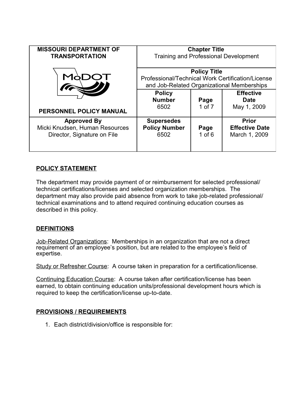 Missouri Department of Transportation s1