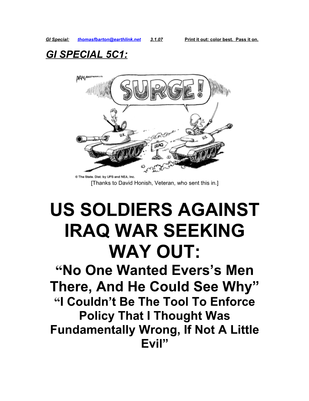 Us Soldiers Against Iraq War Seeking Way Out