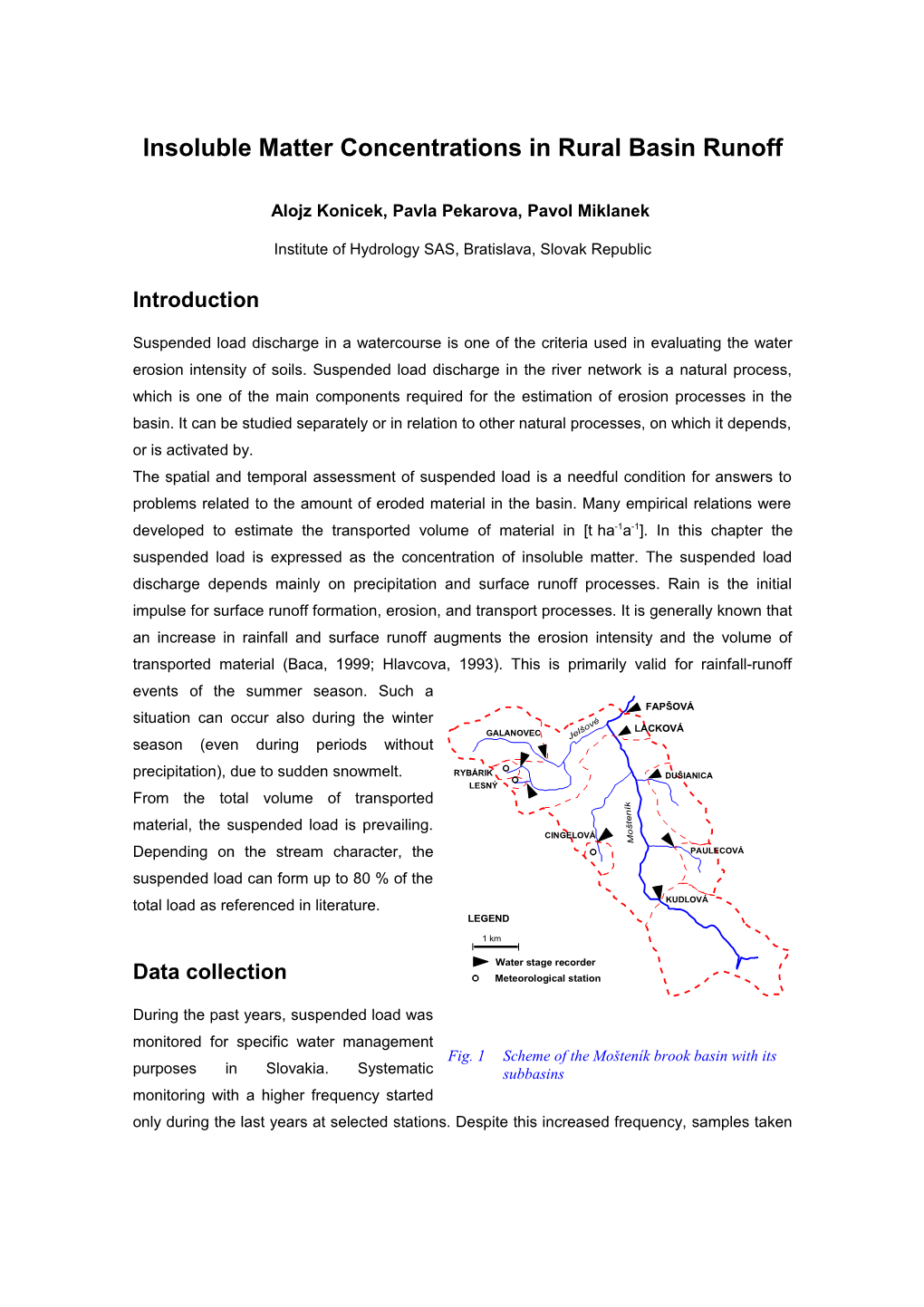 Insoluble Matter Concentrations in Rural Basin Runoff