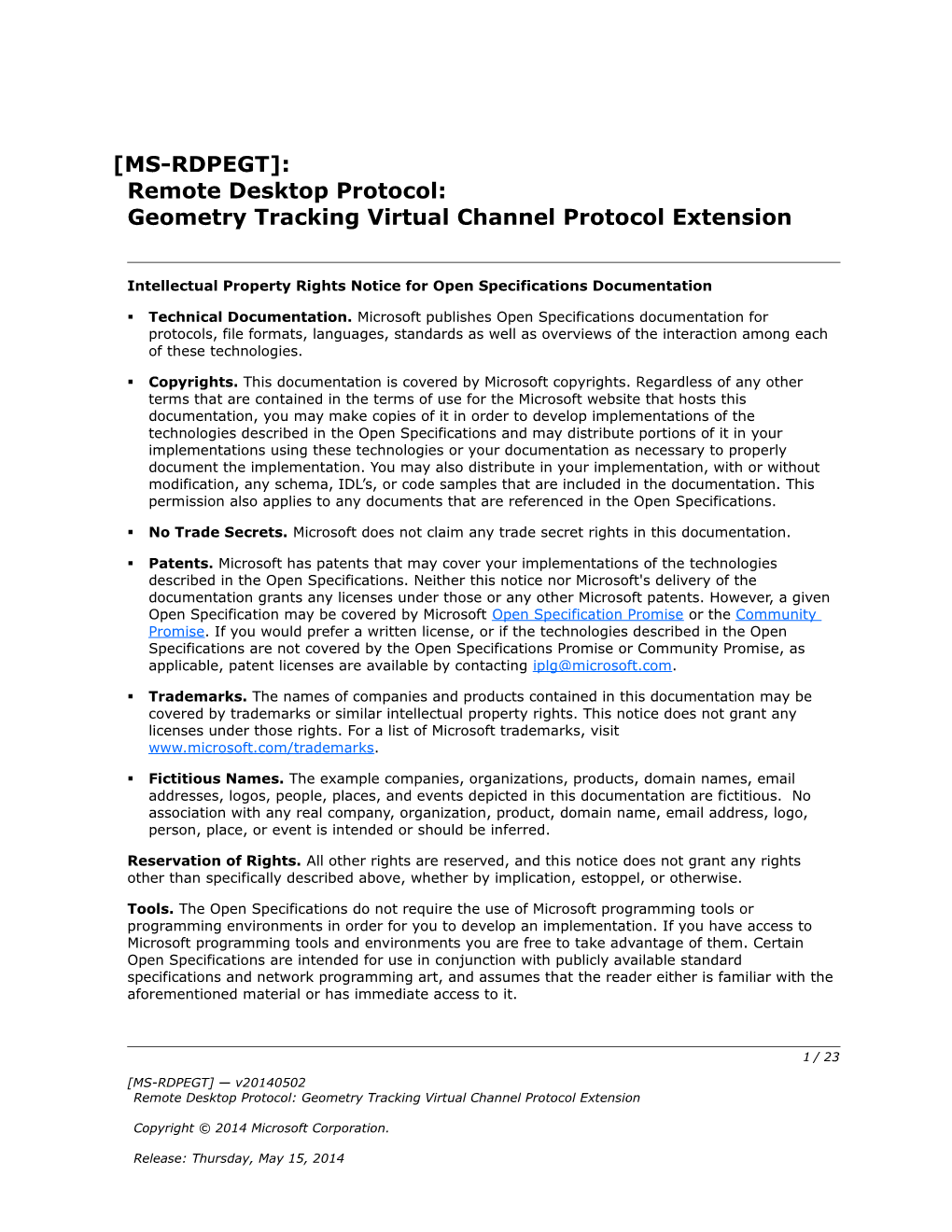 Intellectual Property Rights Notice for Open Specifications Documentation s37