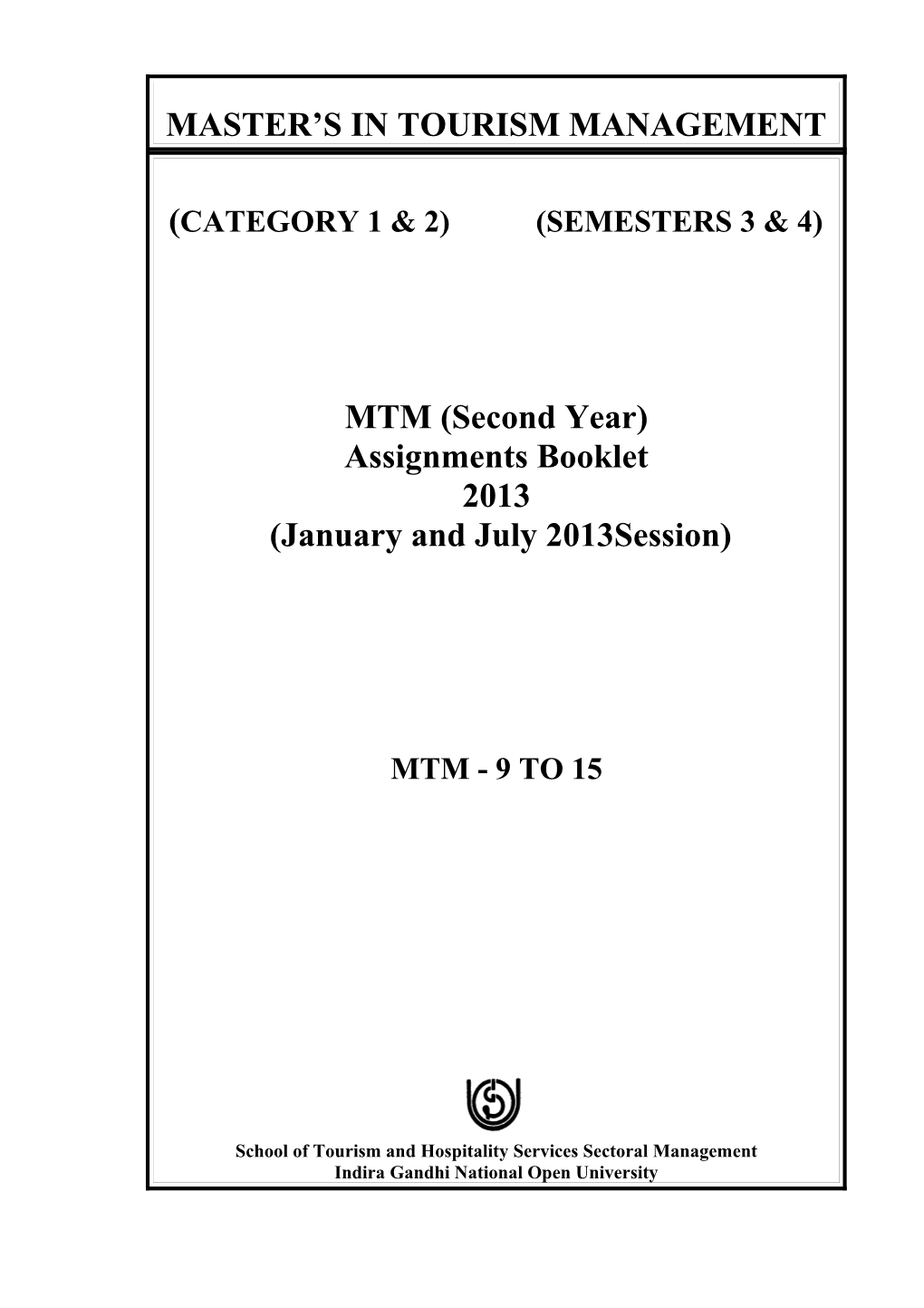 Master S in Tourism Management