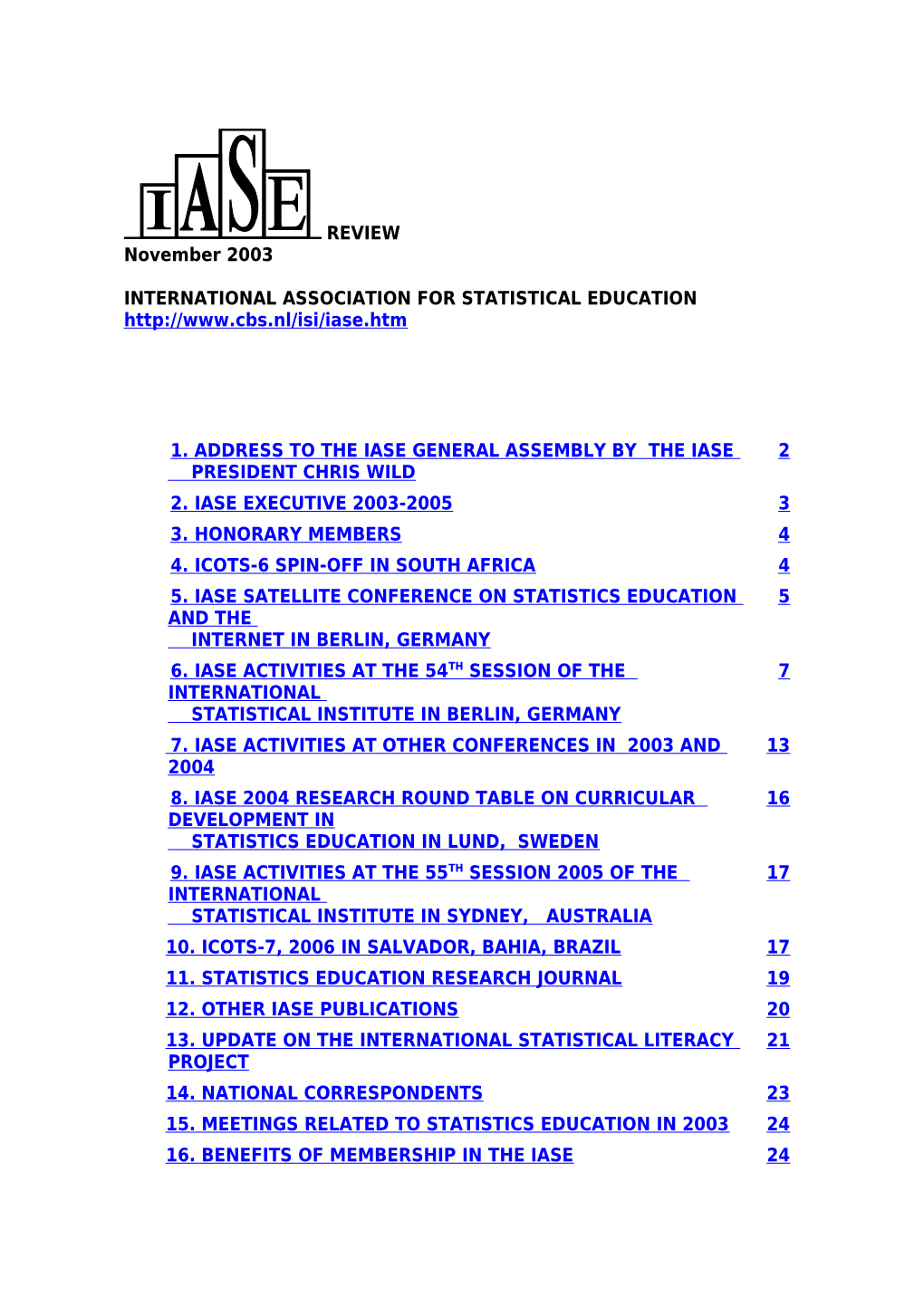 International ASSOCIATION for STATISTICAL EDUCATION