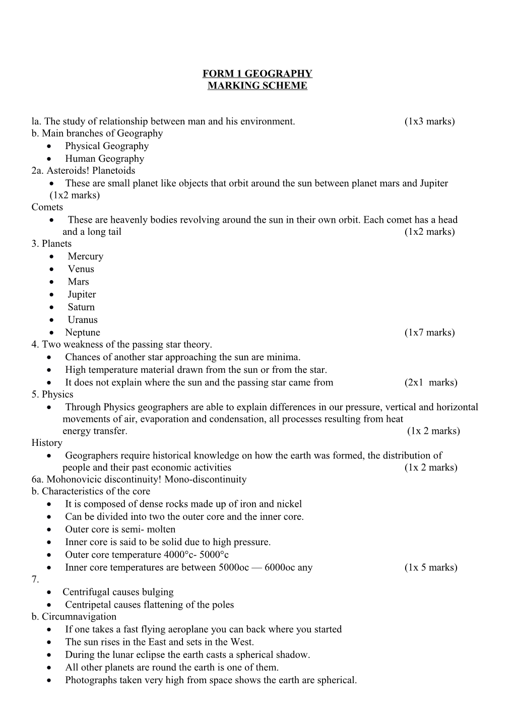 Form 1 Geography