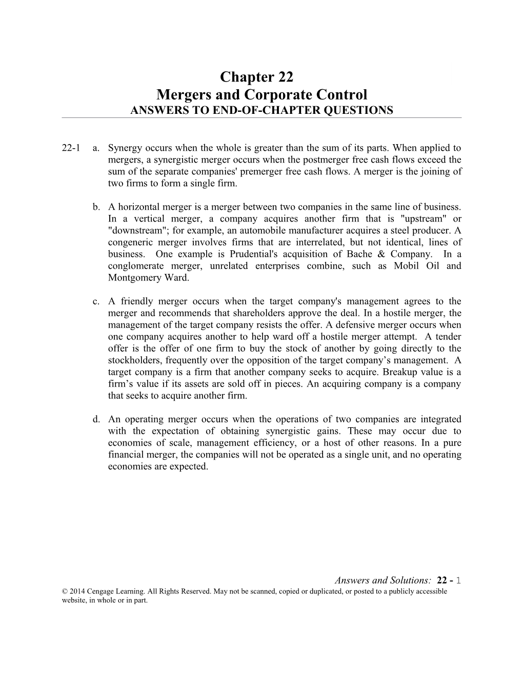 Mergers, Lbos, Divestitures, and Holding Companies