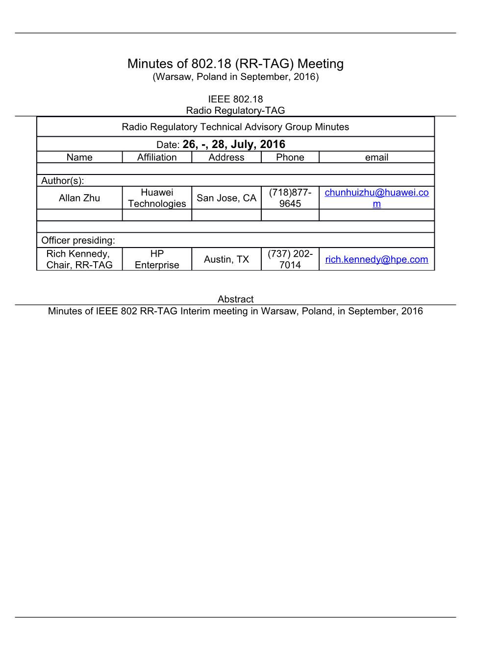 Minutesof 802.18 (RR-TAG) Meeting