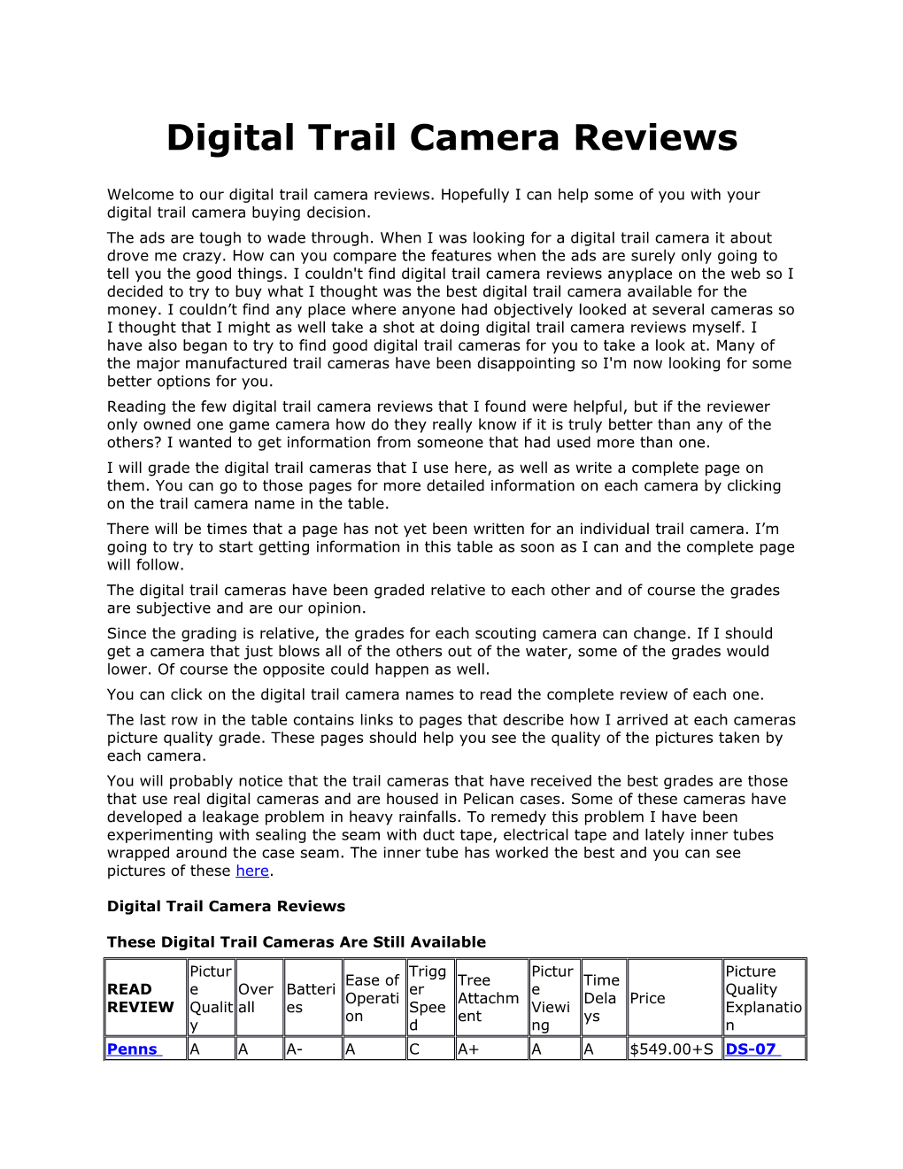 Digital Trail Camera Reviews