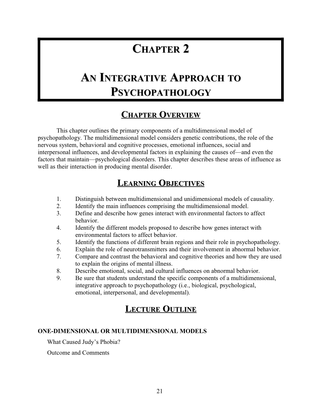 An Integrative Approach to Psychopathology