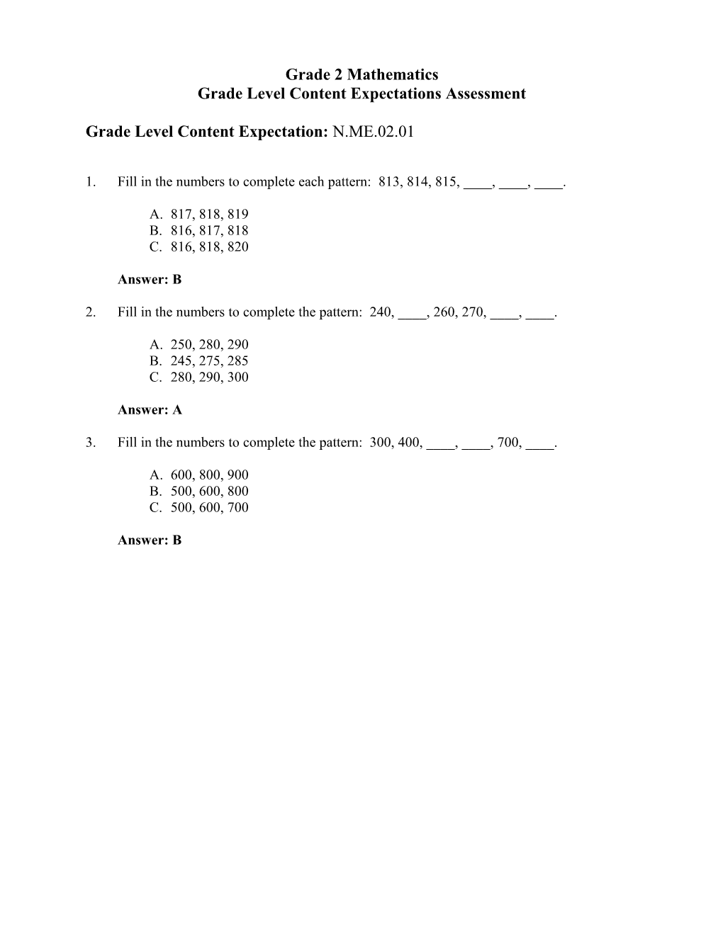 MMLA Mathematics Assessment Items