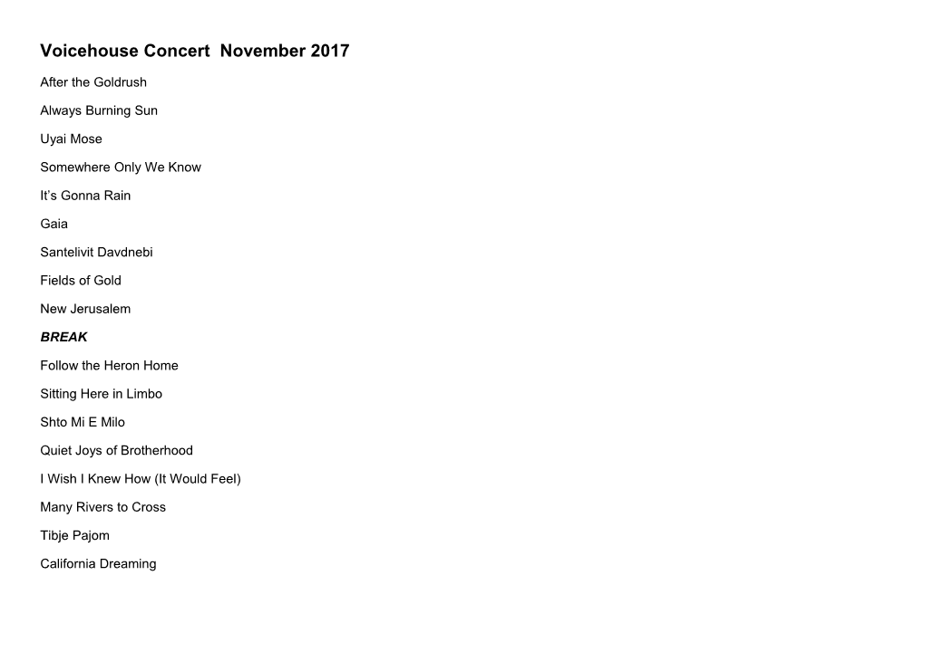 Voicehouse Concert November 2017