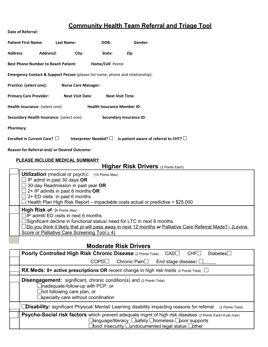 Complex Care Management Risk Stratification