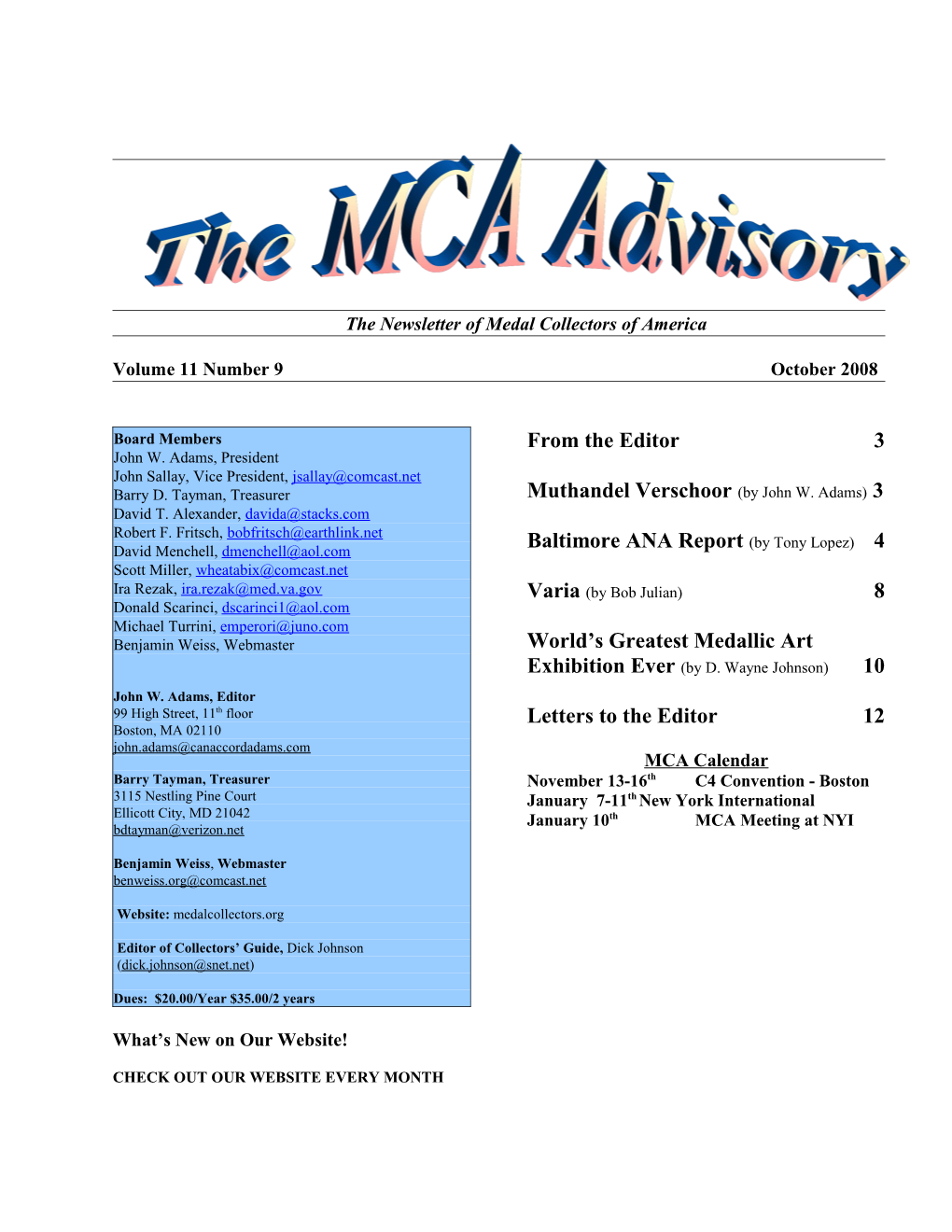 The MCA Advisory