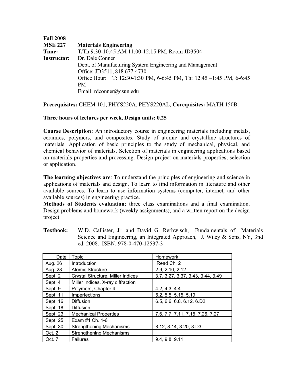 IE 427- Mechanical Behavior of Materials